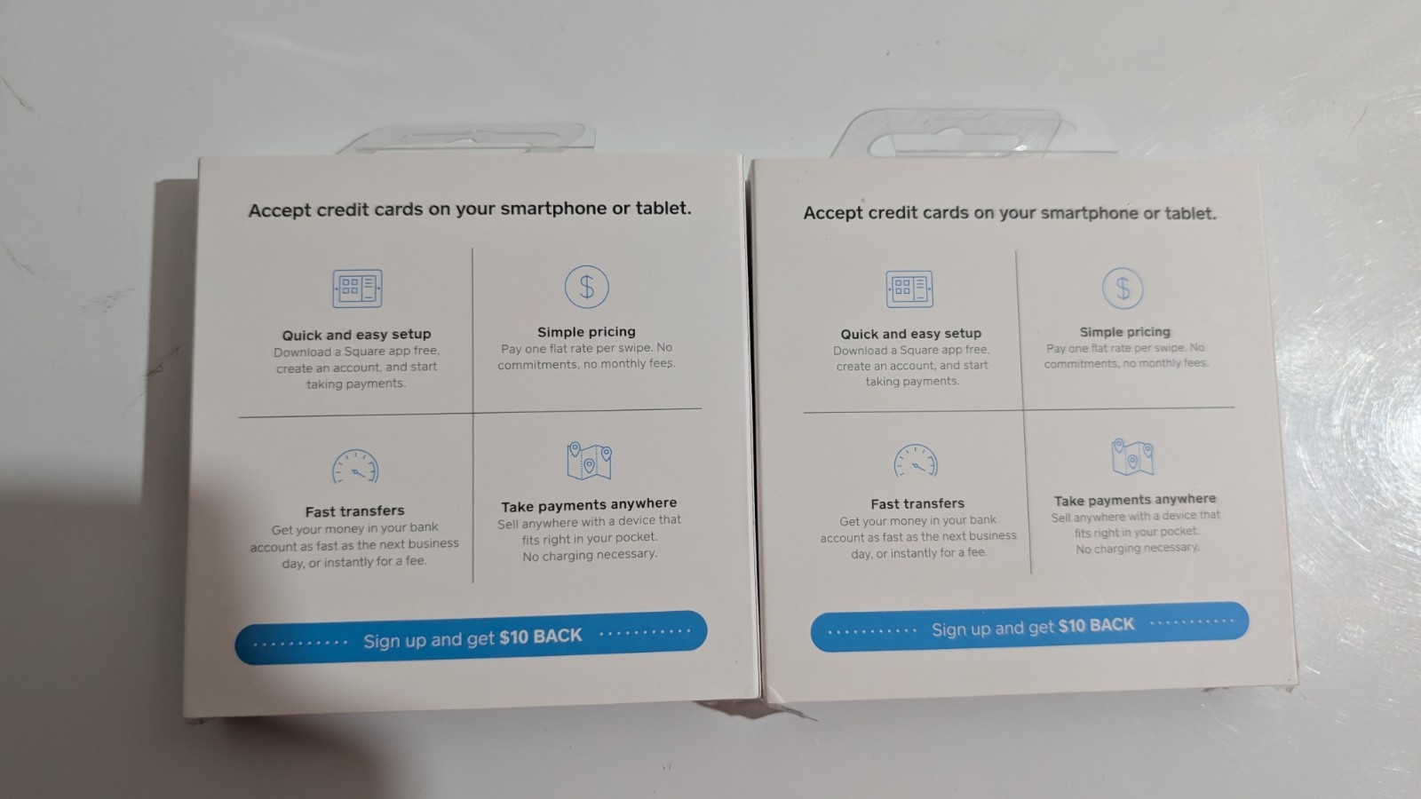2x’s Square Credit Debit Card Reader Apple, Samsung, Android 3.5mm Jack White