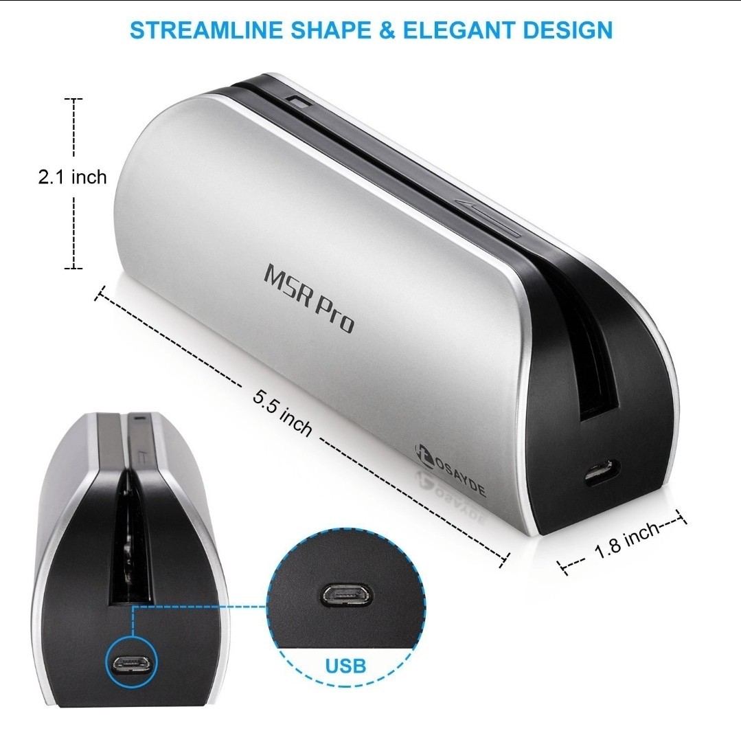Osayde MSR PRO Magnetic Card Reader USB with 10 Blank Cards