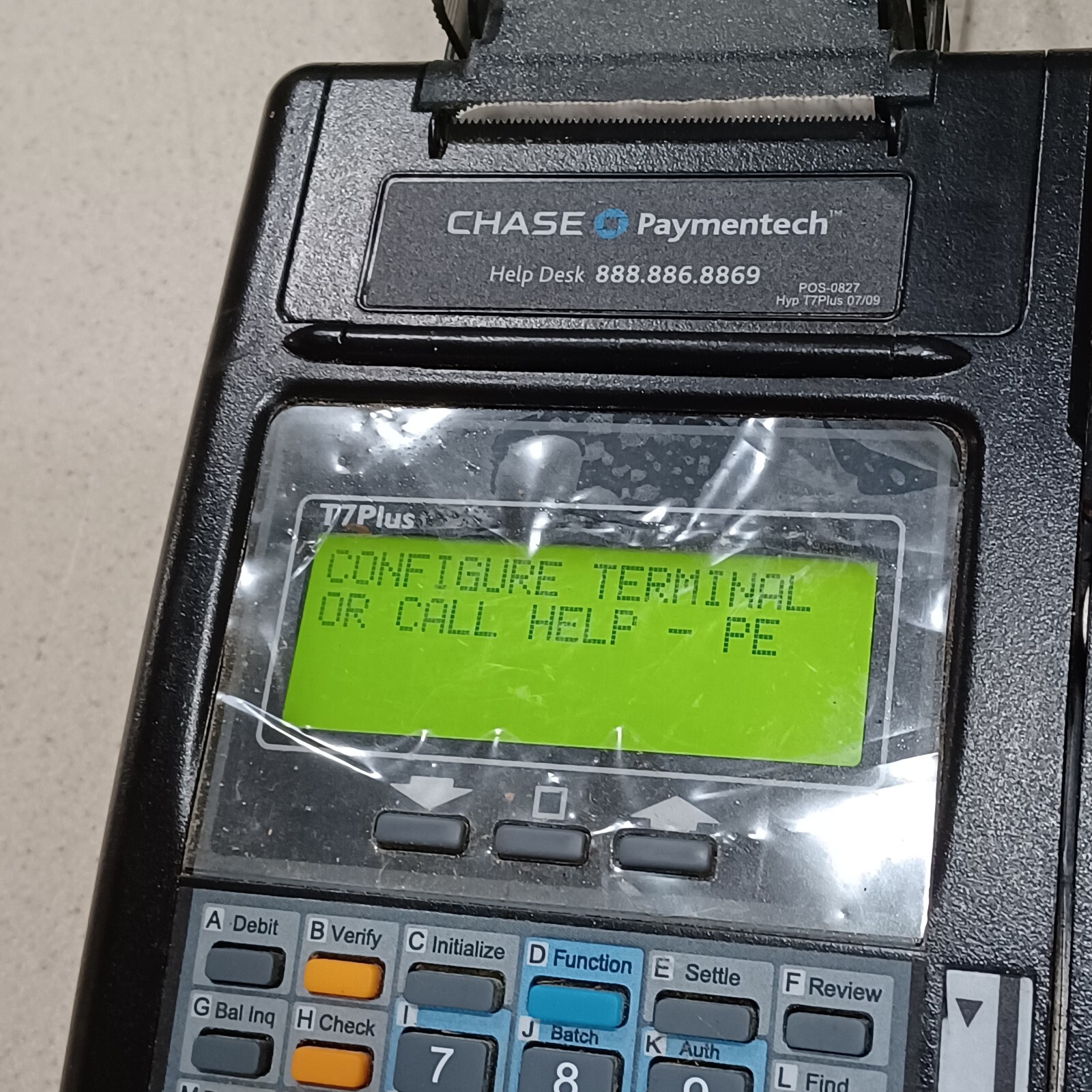 Hypercom T7Plus Chase Paymentech Credit Card Terminal w/ Power Supply. Pre-owned