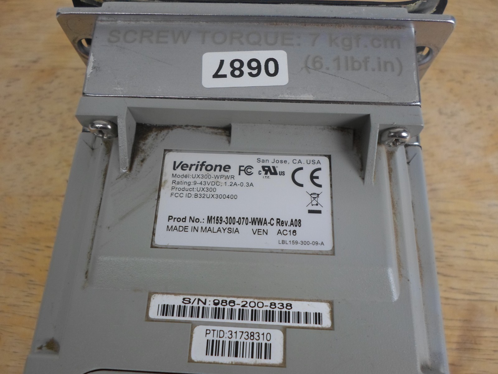 Verifone UX300 WPWR Credit Card Terminal Reader M159-300-070 For Parts