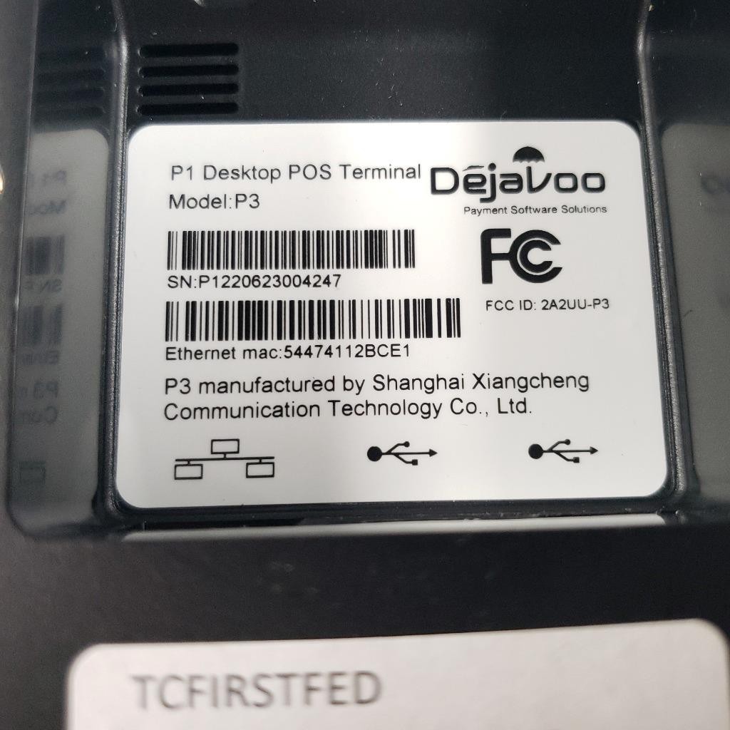 Dejavoo P1 Model P3 Desktop POS Credit Card Terminal