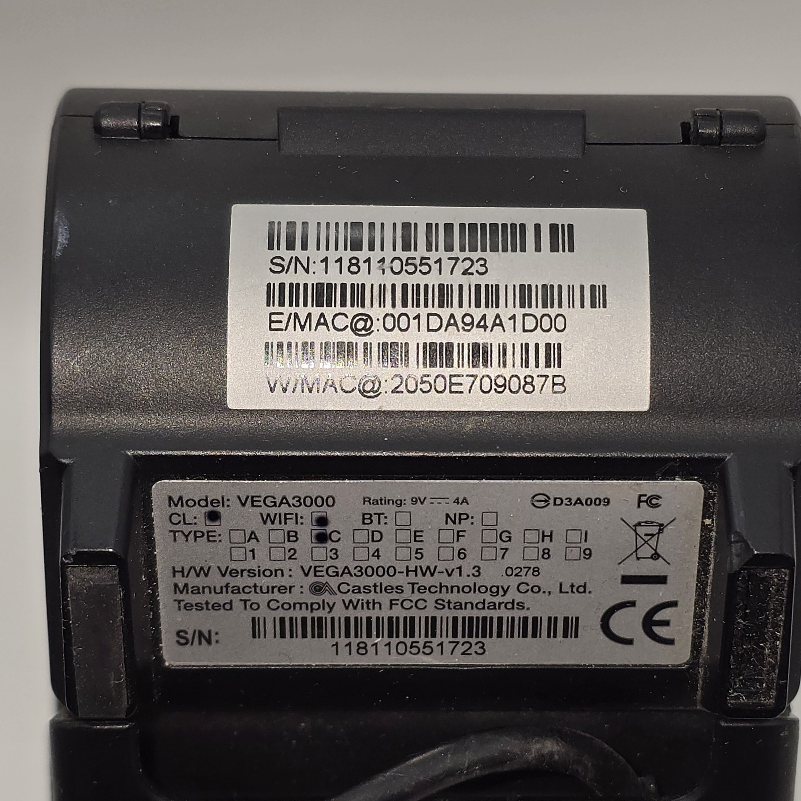 DEJAVOO Z11 VEGA3000 Credit and Debit Card Terminal