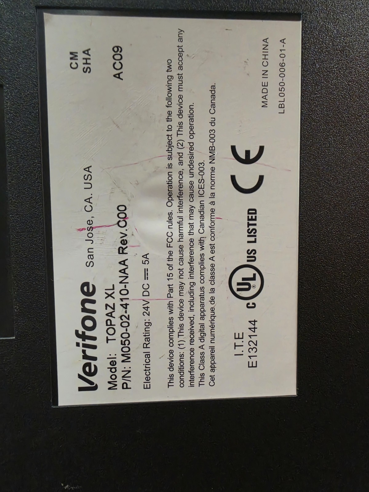 Verifone Topaz II XL M050-02-410-NAA Touchscreen Sales Register