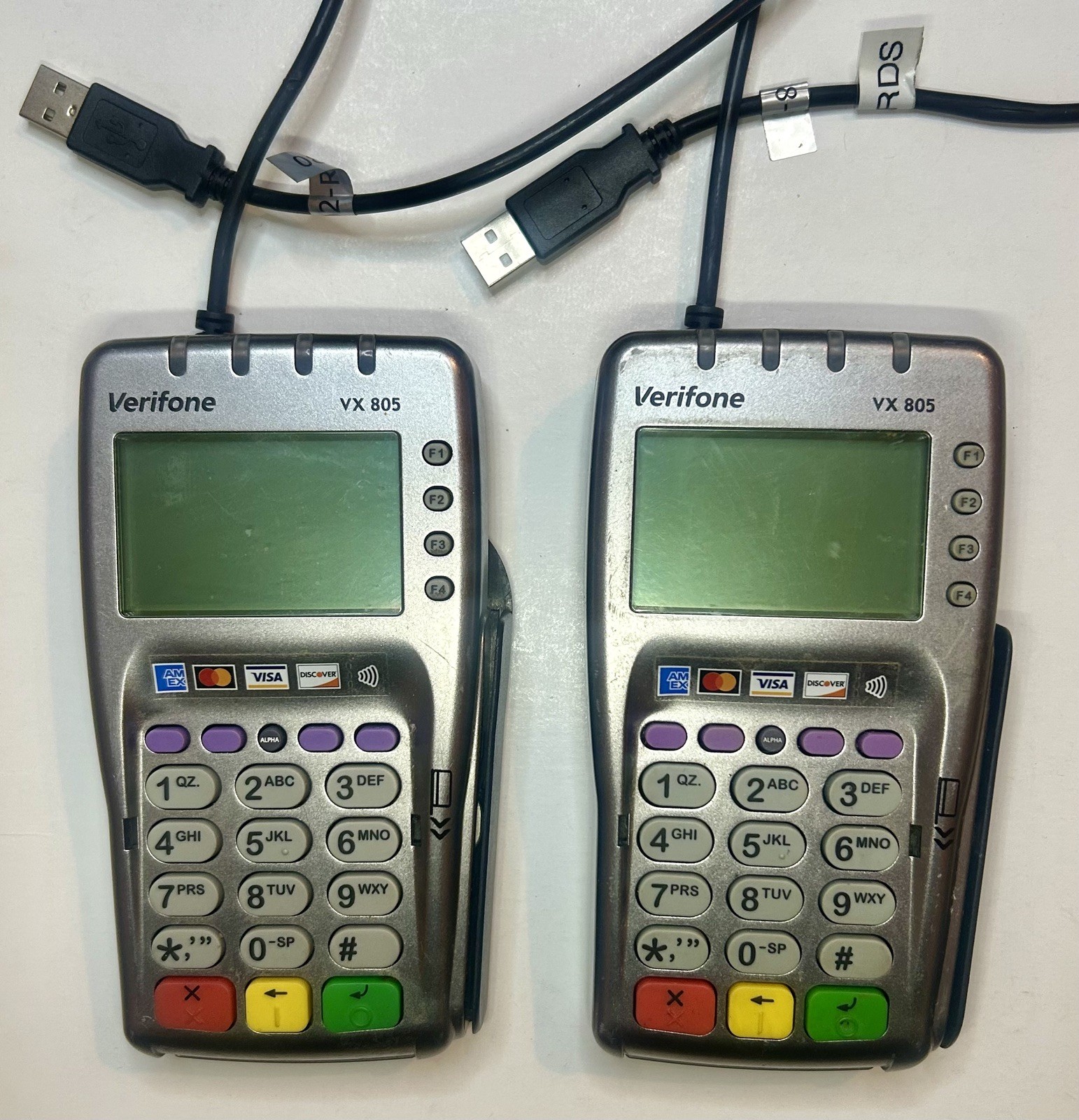 2 VeriFone VX805 PIN Pad with EMV Chip Reader Credit Card Machine Works – AS IS