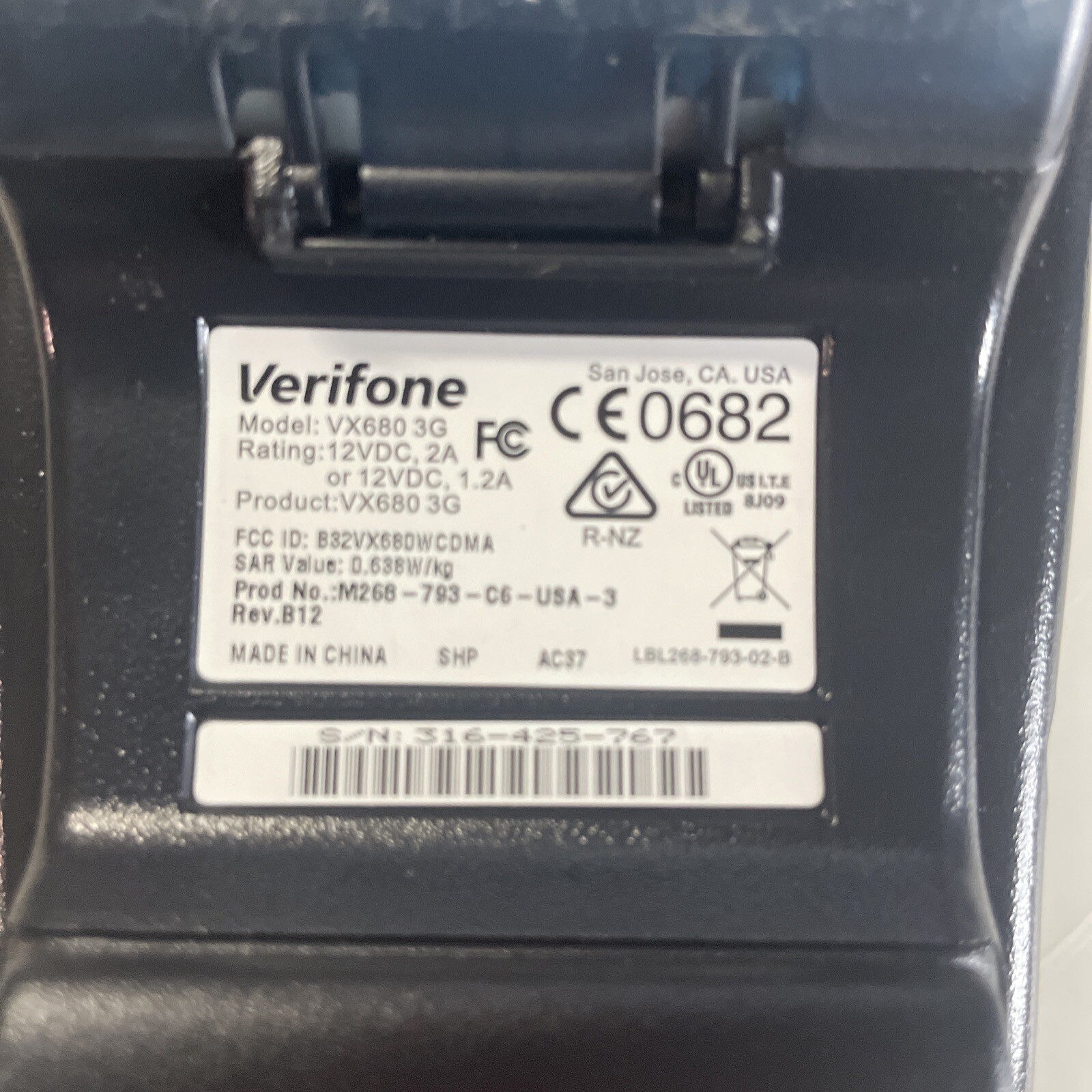 Verifone VX 680 3G Wireless Credit Card Terminal Untested For Parts Battery Inc.
