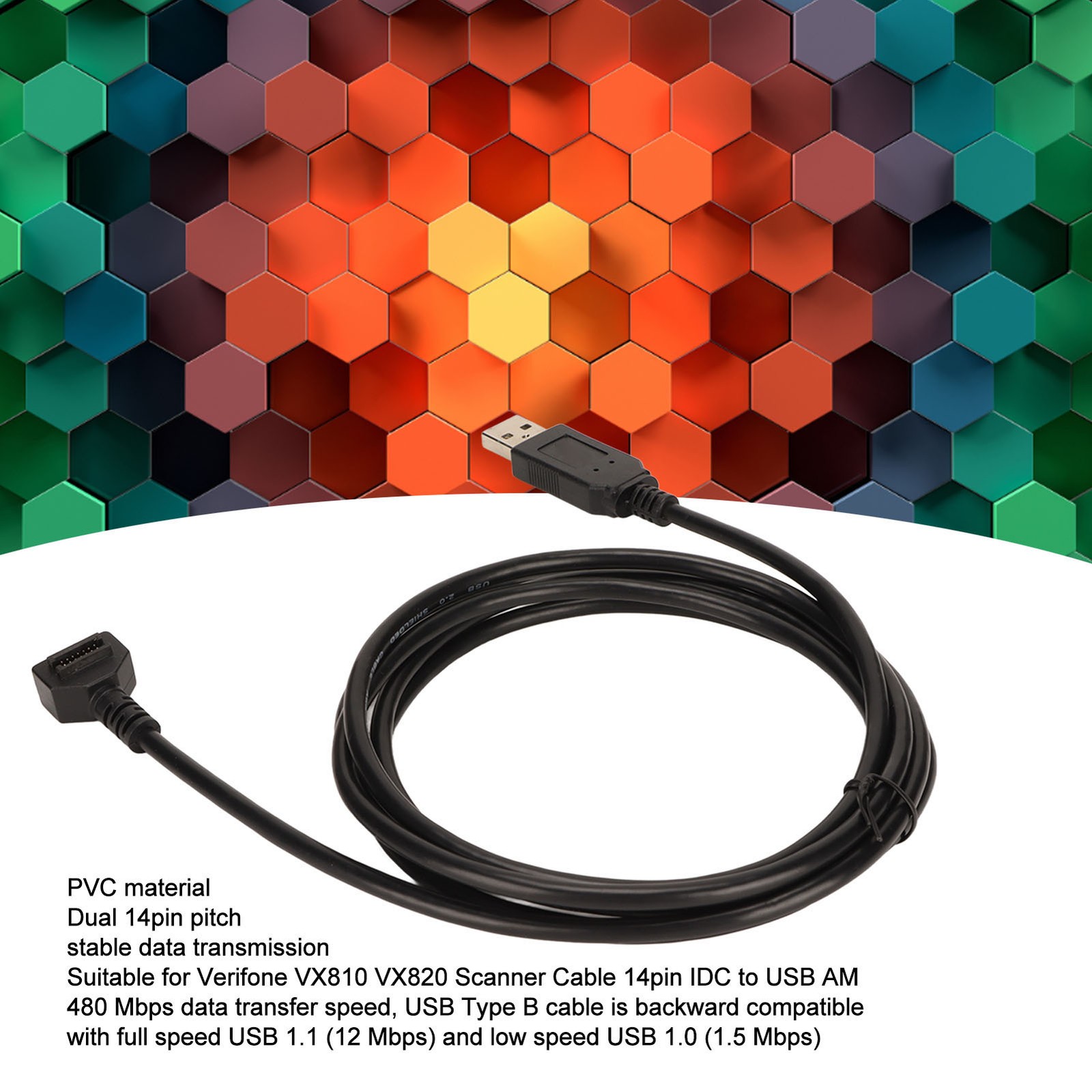 6.6ft USB Cable For Verifone VX820 VX810 14pin IDC To USB 480 Mbps Stable Da NEW