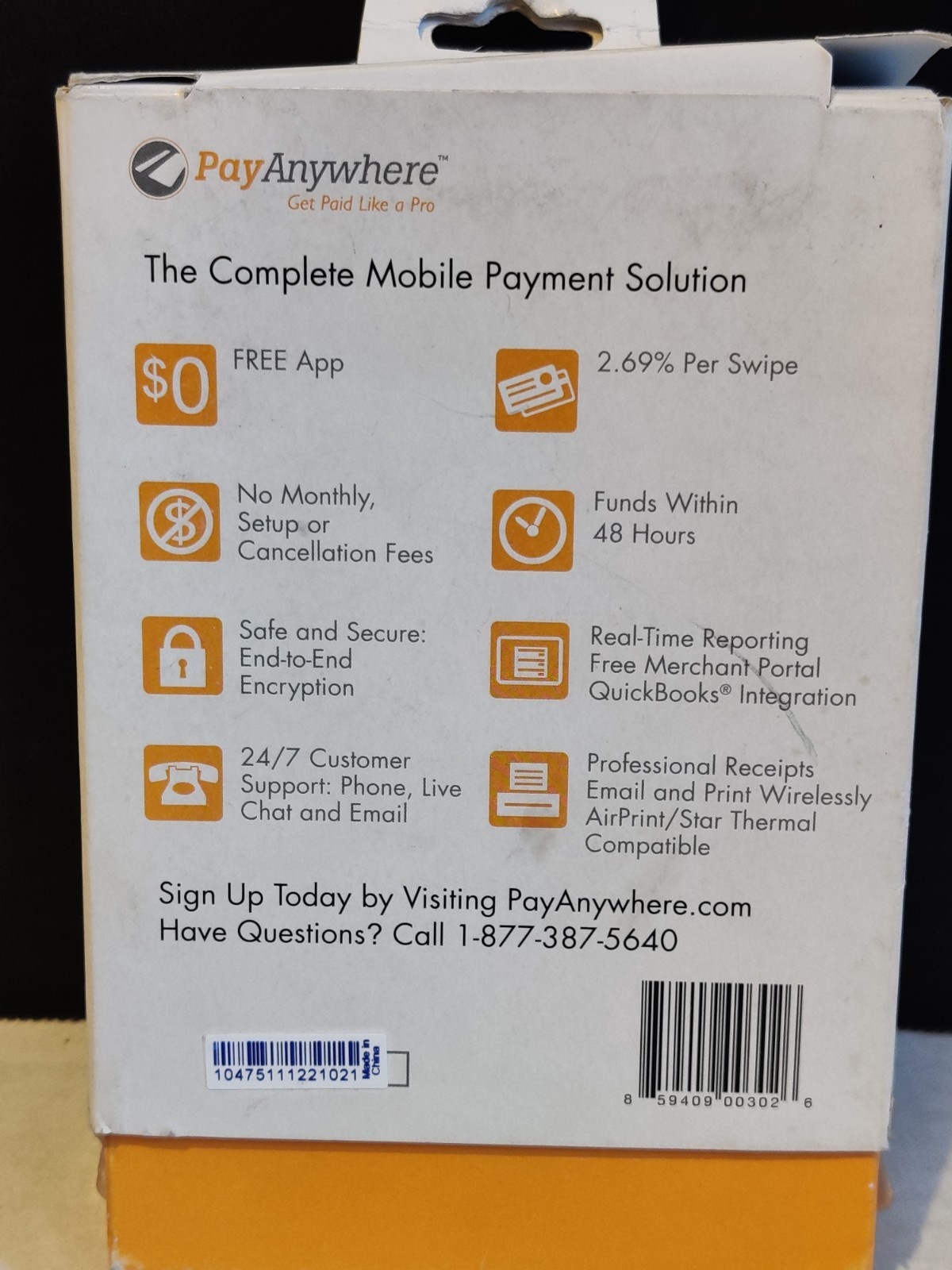 PayAnywhere Mobile Credit Card Reader Swiper 3.5mm Jack – Open Box Unused