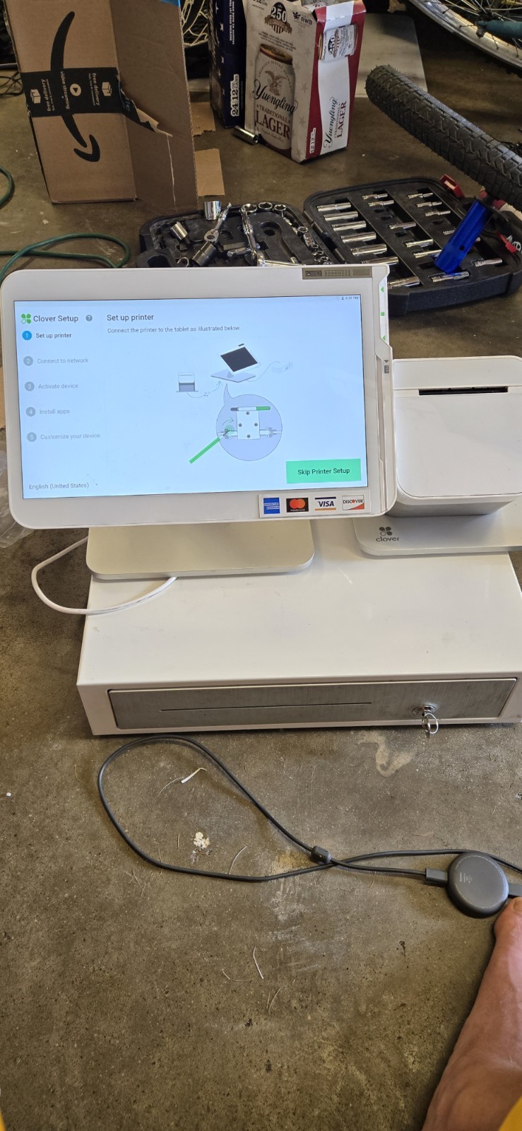 Clover Station C500 POS System P550 Printer HUB, Cash drawer & Power | Reset