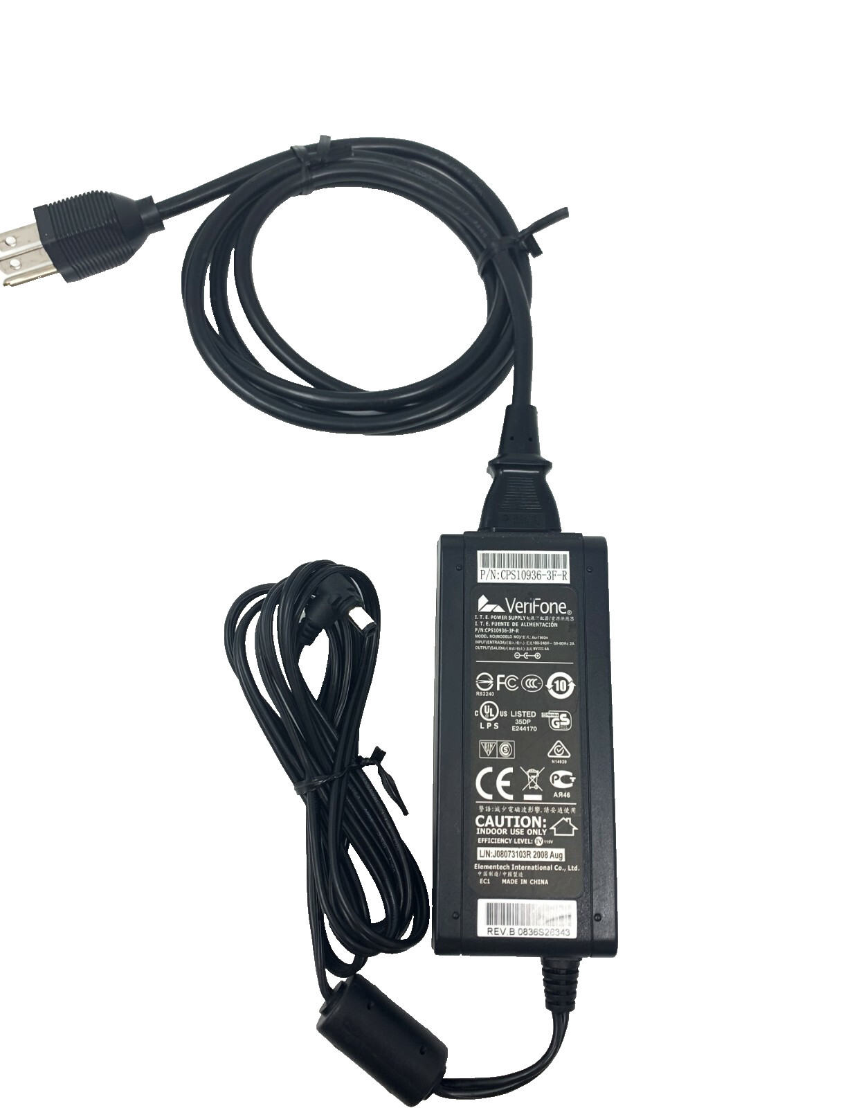 Verifone Power Adapter Au-7992n CPS10936-3F-R 100-240V 50/60Hz 2A 9V 4A New