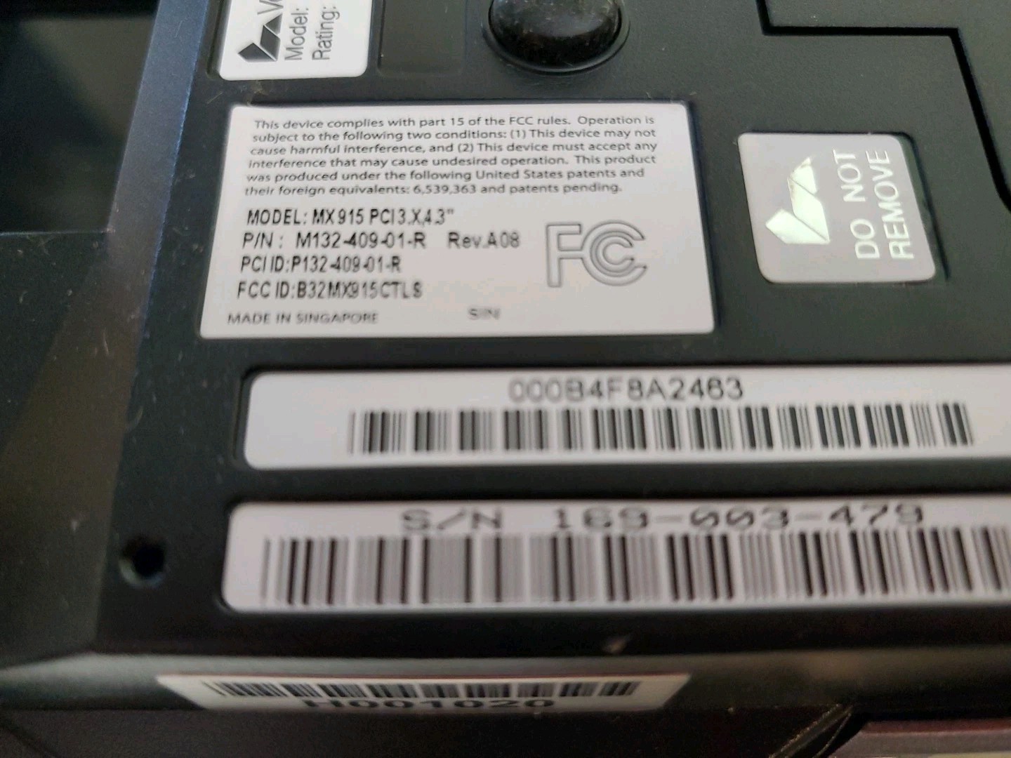 VeriFone MX 915 Mx915 Credit Card Pinpad Terminal M132-409-01-R w/Pen