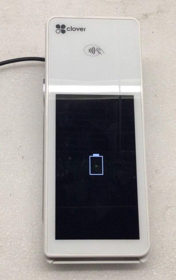 Clover Flex LTE C401U Wireless Credit Card Processor With Charging Cradle.