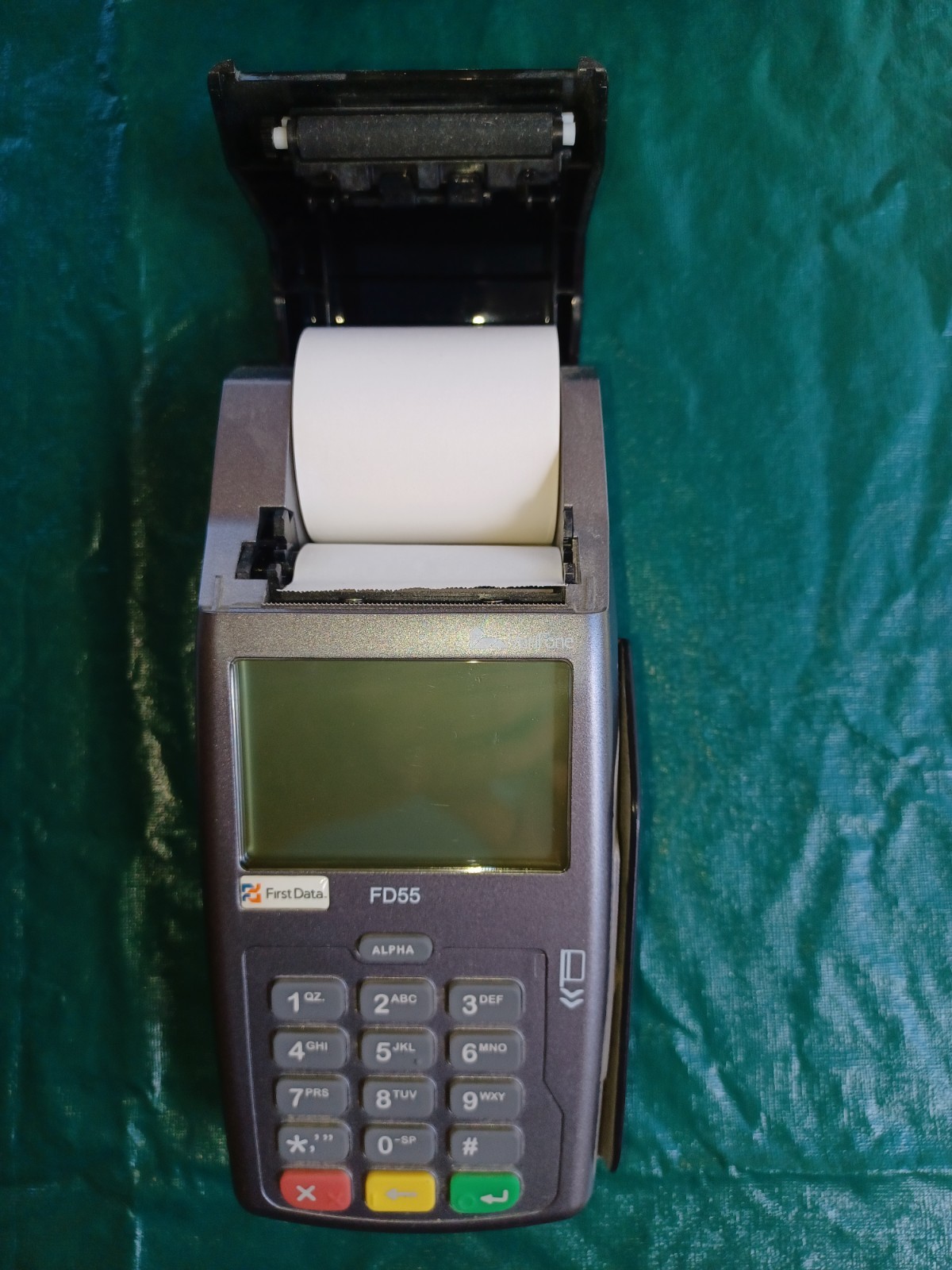 Lot Of 2 First Data credit card terminals FD55 and FD130 with 3 paper rolls