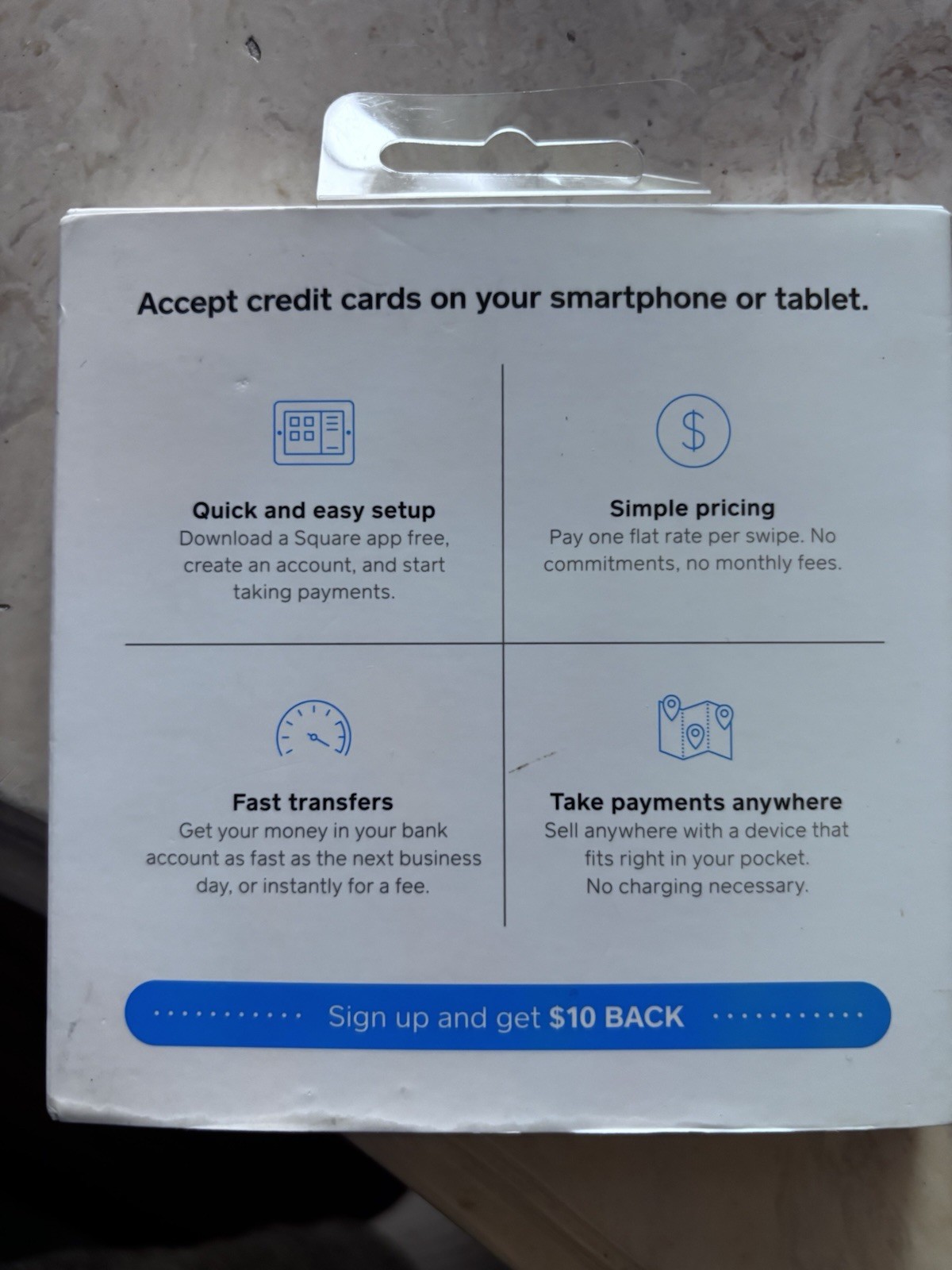 Square A-PKG-0206-01 Credit Debit Card Reader, White for Apple iPhone/Android
