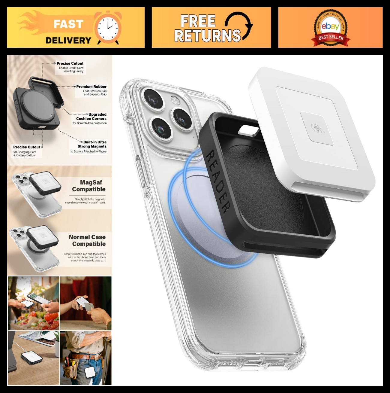 Magnetic Case for Square Reader 2nd Gen – Durable Protection for Chip Card Reade