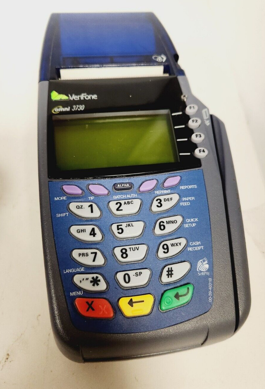 VERIFONE OMNI 3730 CREDIT CARD TERMINAL W/POWER SUPPLY USED