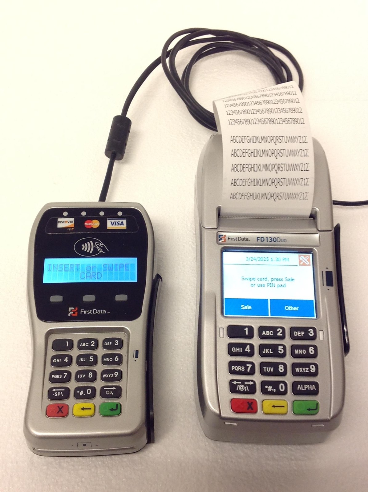 2x FIRST DATA FD130DUO Credit Card Machine w/ PinPad FD35 & Label Paper FREESHIP