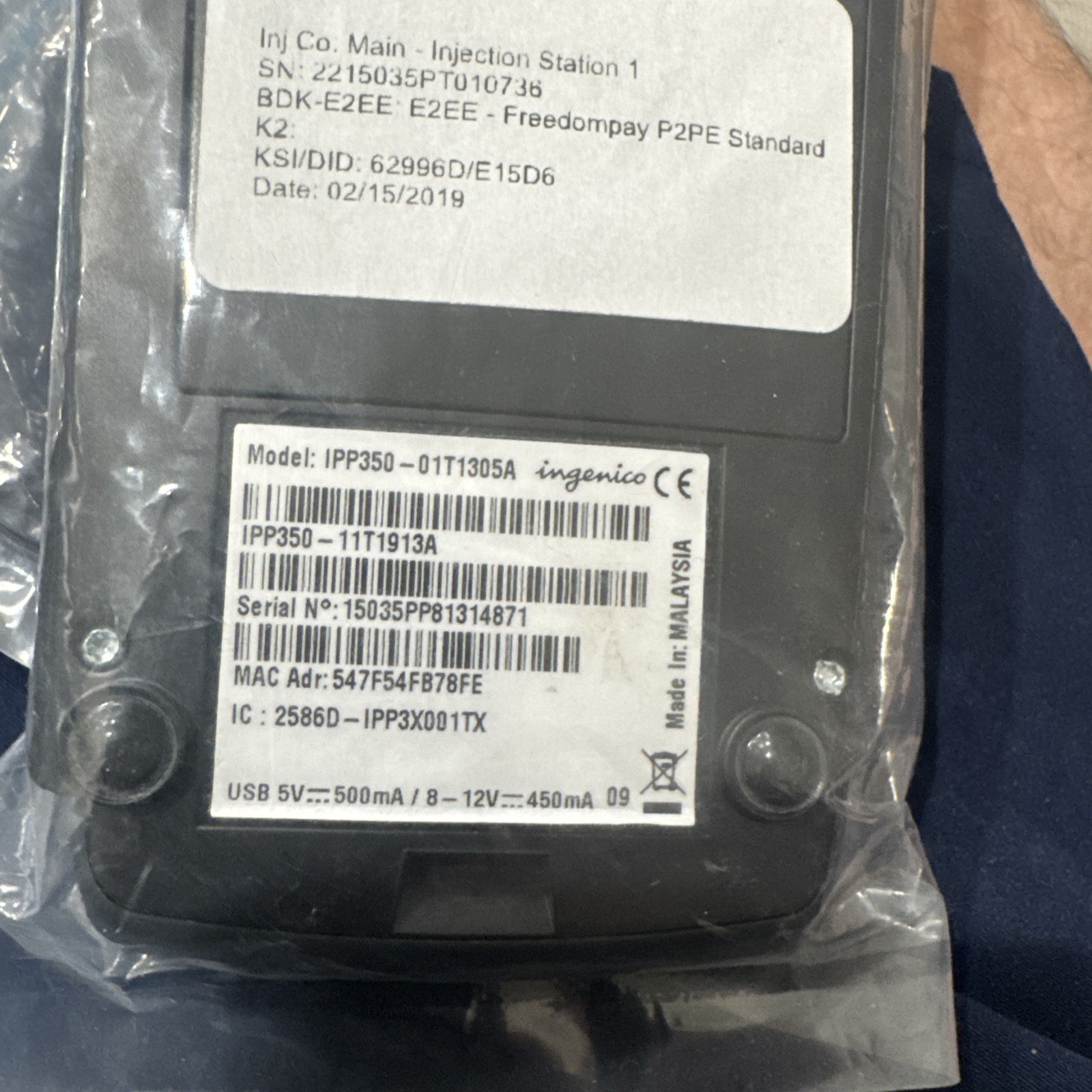 RARE Ingenico IPP350 Credit Card Reader Terminal IPP350-01T1305A SEALED NOS