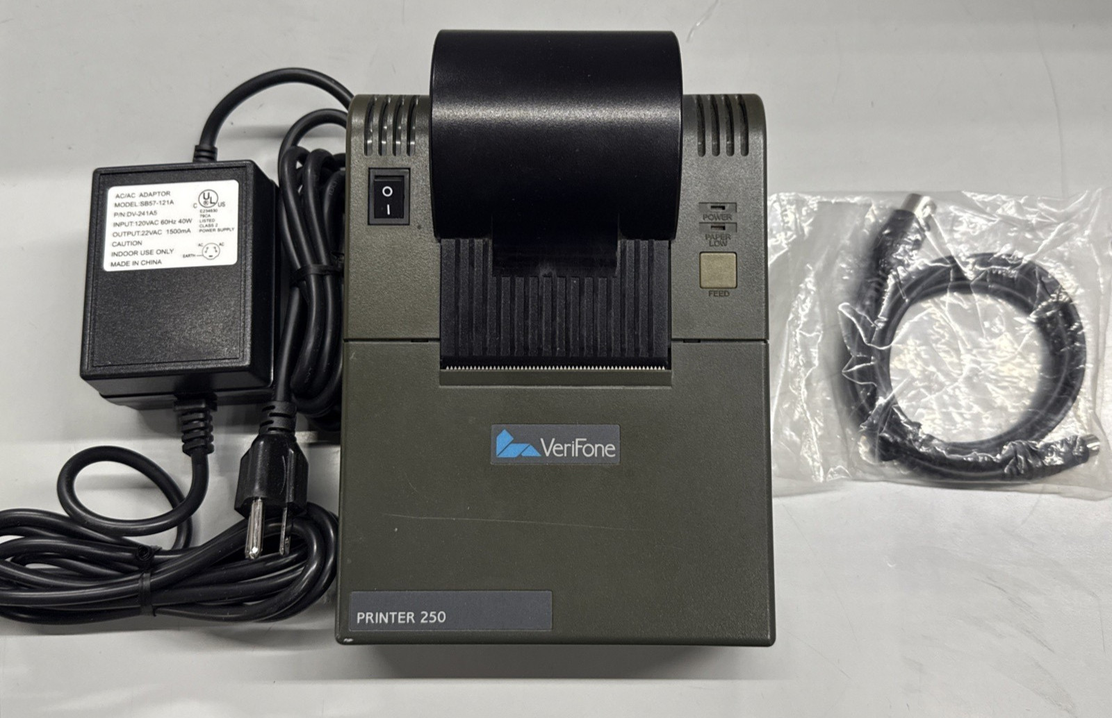 Verifone 250 Printer with Power Adapter Cord and Communication Cable