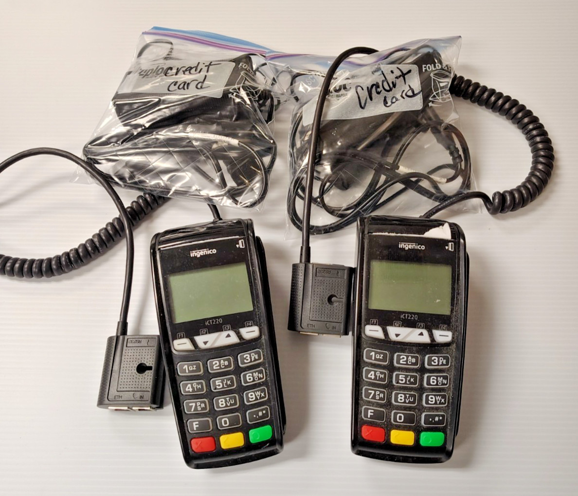 Lot of 2 Ingenico iCT220 Credit Card Terminals POS Readers w/ Cables – Untested