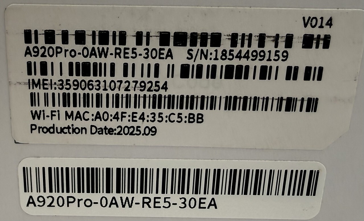 PAX A920PRO A920PRO-0AW-RE5-30EA WIRELESS SMART POS CREDIT CARD PAYMENT TERMINAL