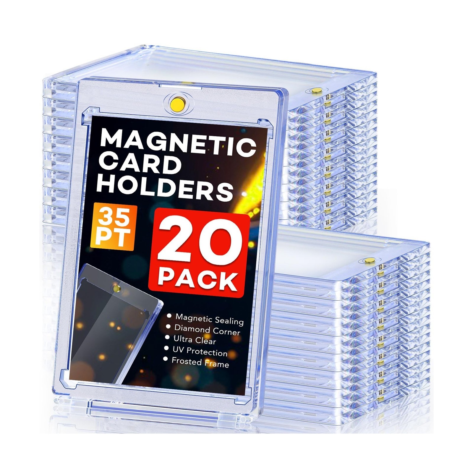 ZENOWICK 20ct Magnetic Card Holders, 35pt One Touch Card Holder… USA FAST SHIP