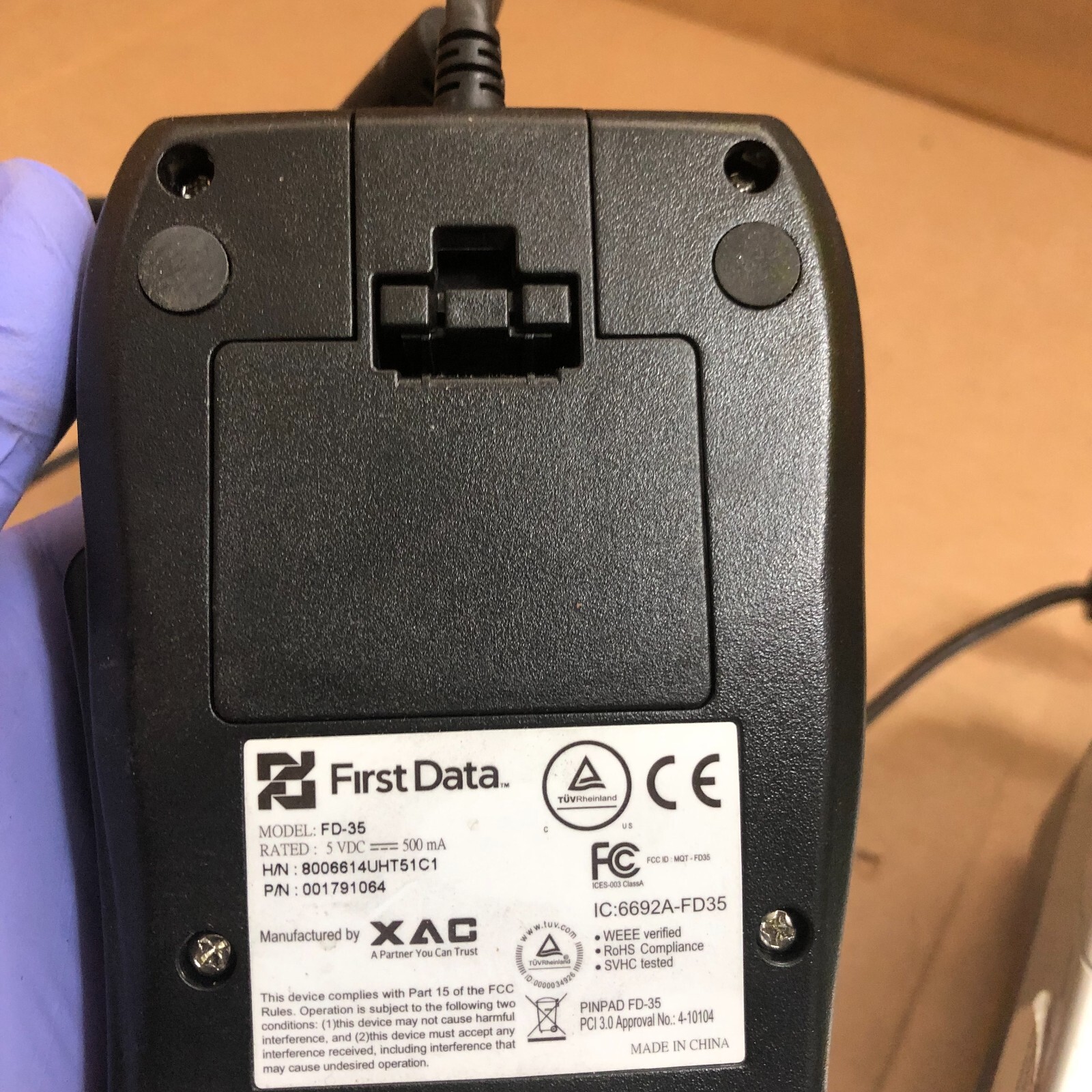 First Data FD35, EMV NFC Dial/IP Credit Card Pin-Pad with FD100Ti included ~