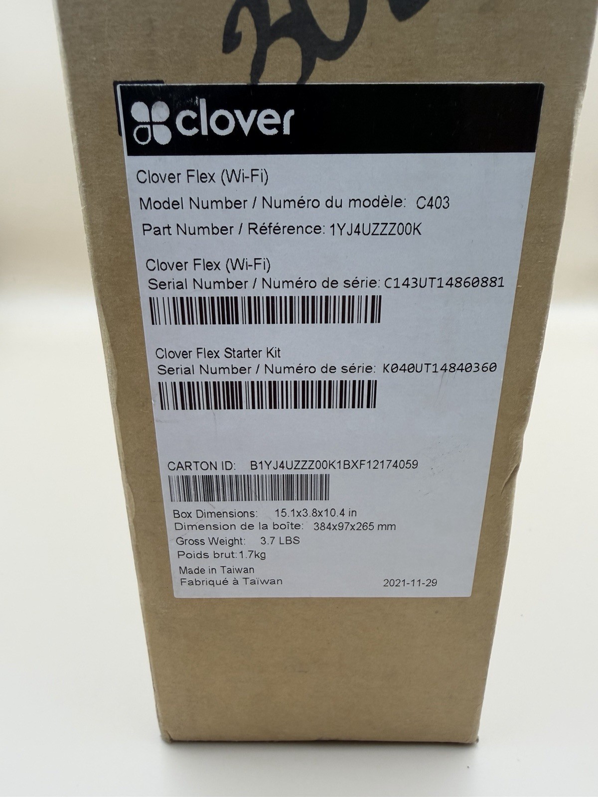 CLOVER FLEX C403 HANDHELD POS WIRELESS WIFI CREDIT CARD PROCESS TERMINAL + K400