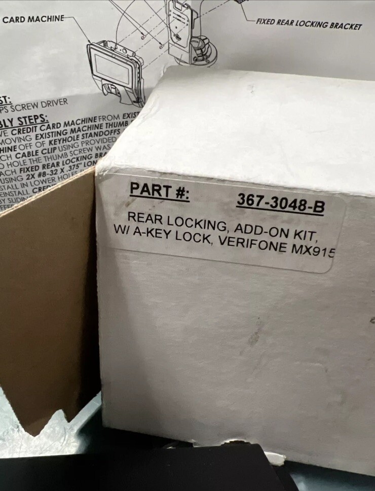 LOT OF 10 ENS 367-3048-B REAR-LOCKING, ADD ON KIT W/ A-KEY VERIFONE MX915