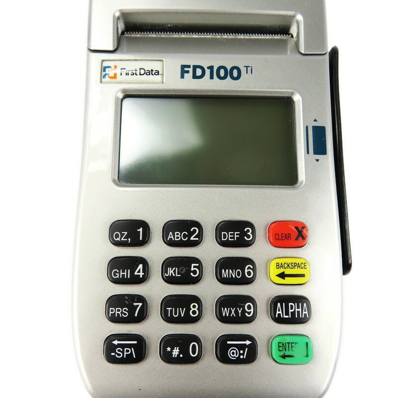 First Data FD100ti Credit Card Machine Used Powers On. No Power Cord
