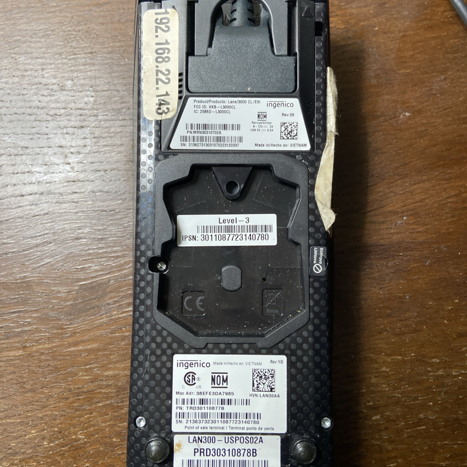 Ingenico Lane 3000 CL/Eth USB Pin-Pad Credit Card Machine Terminal Nice Deal