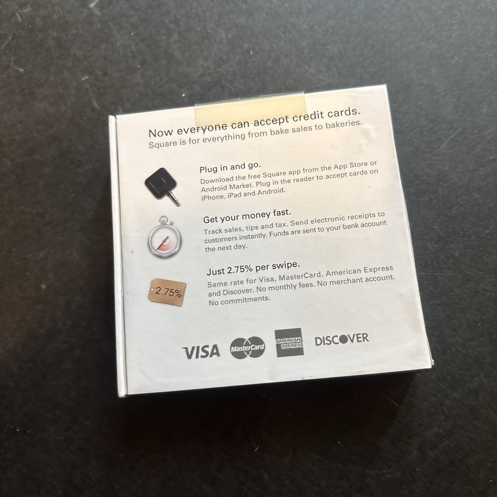 New in Box Square RO1G1W/5 Credit Card Reader for Apple and Android Phones wires