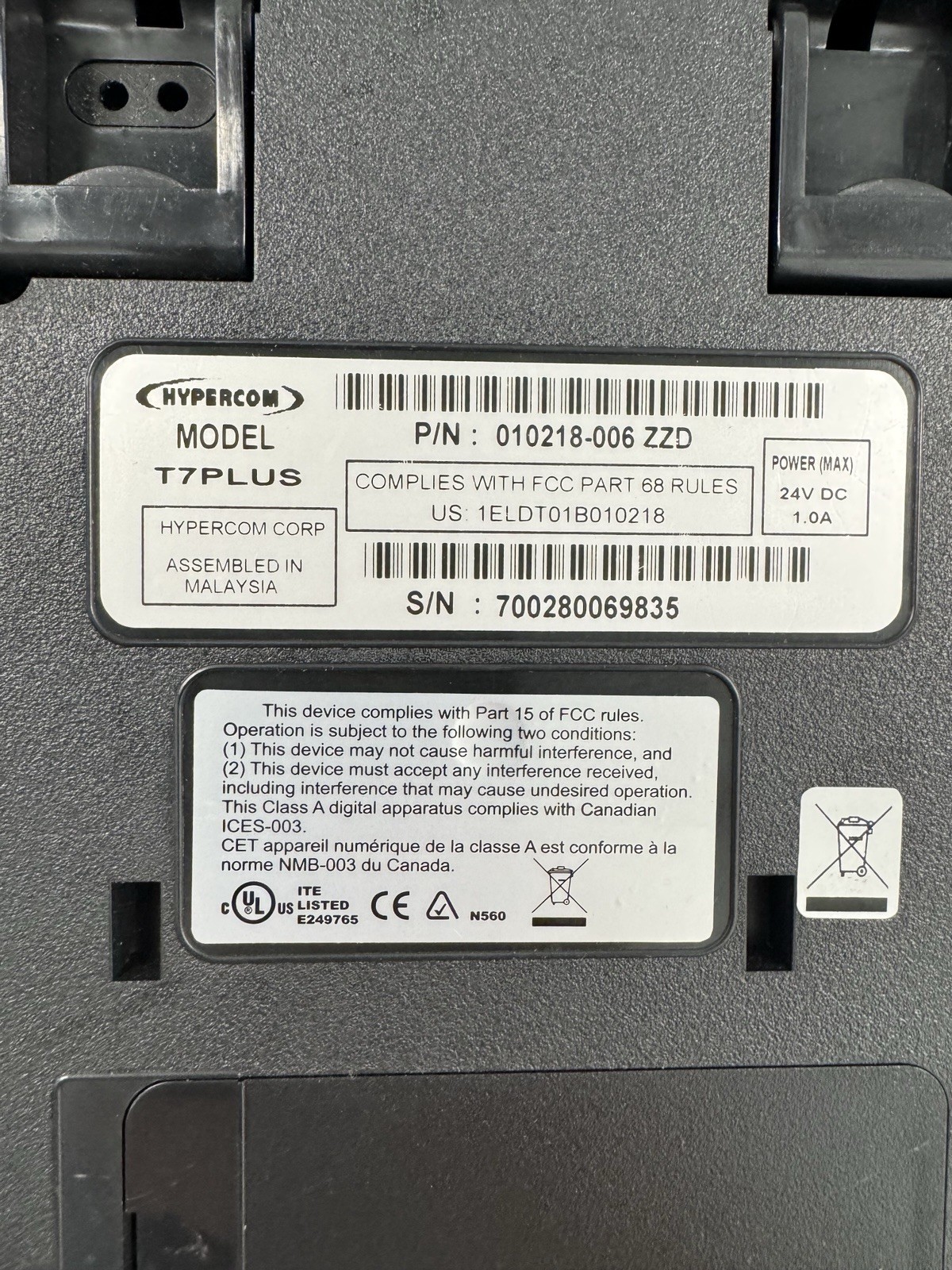 Hypercom T7PLUS Credit Card Terminal with Power Supply Untested Bought In Estate
