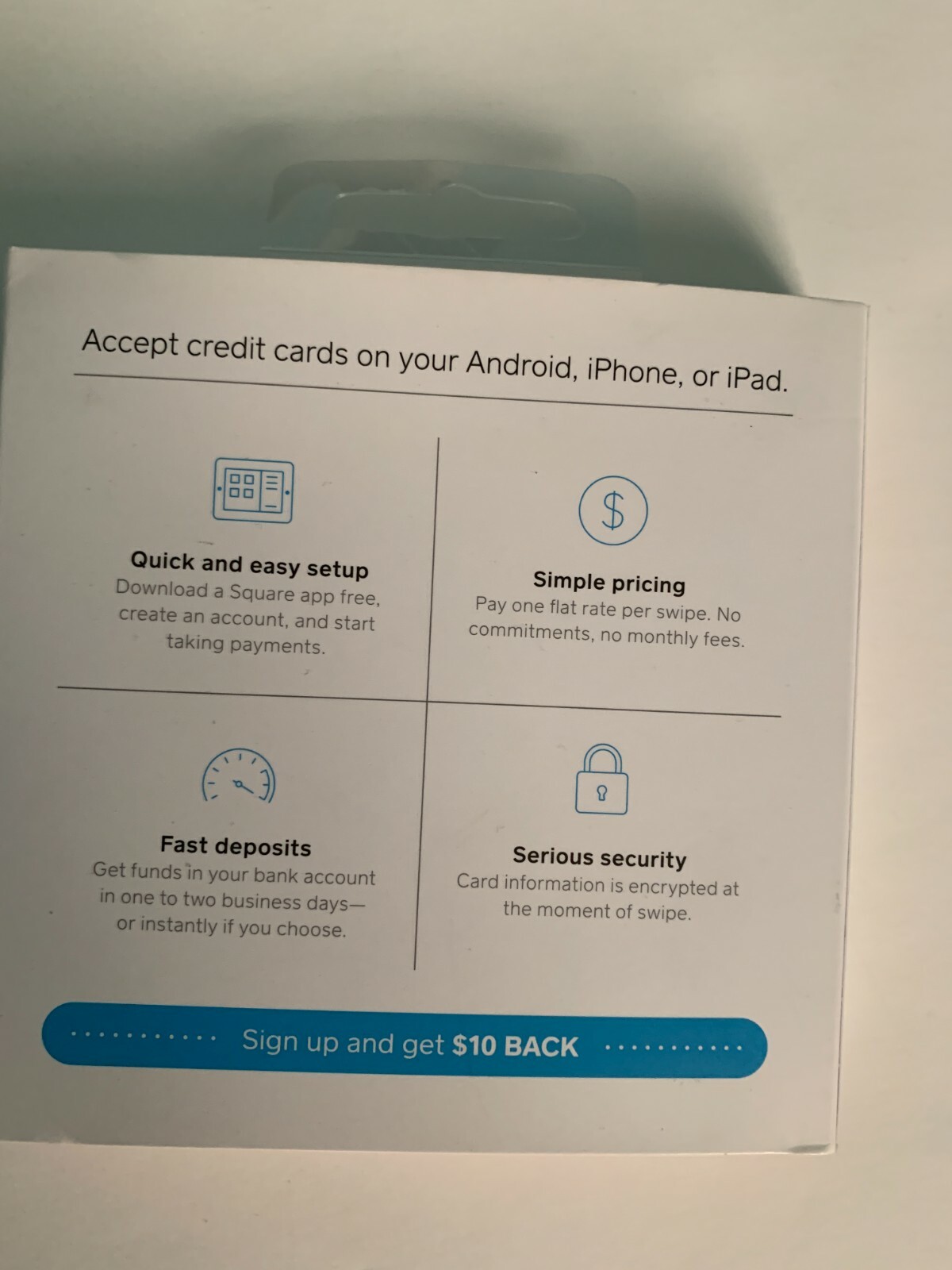 Square A-PKG-0206-01 Credit Debit Card Reader – White for Apple iPhone and Andro