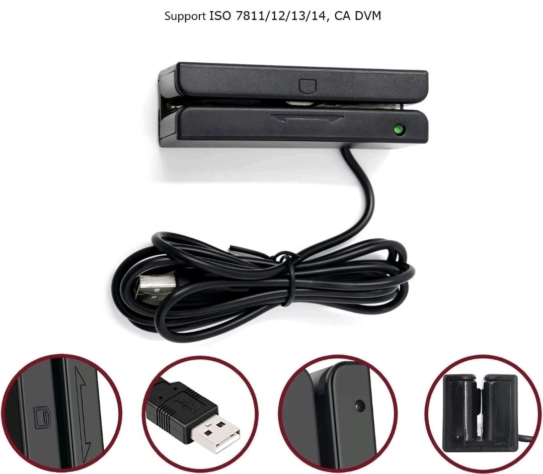 USB Magnetic Stripe 3-Track POS Credit Card Reader Swiper – Magstripe Swipe Card