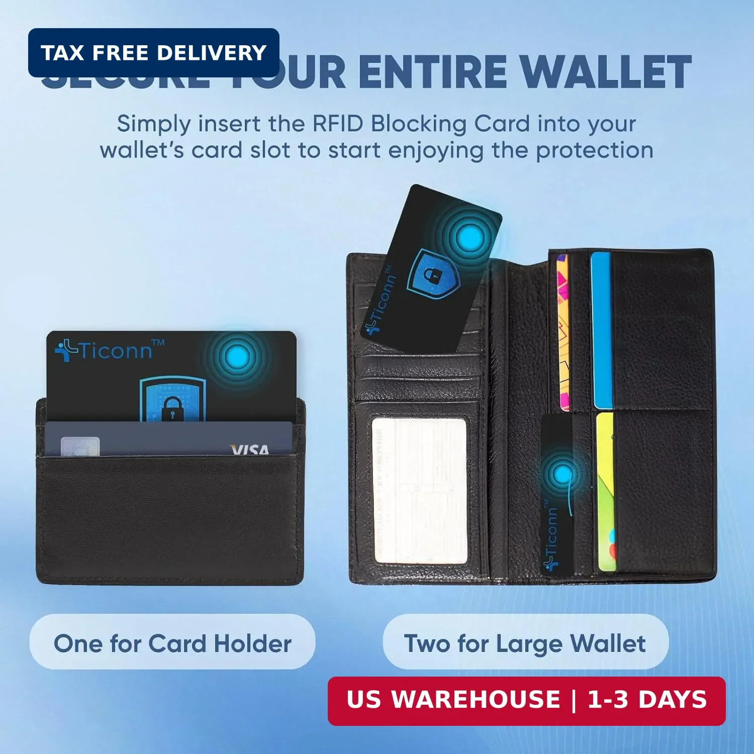 TICONN RFID Blocking Cards – 4 Pack, Premium Contactless NFC Debit Credit Card P