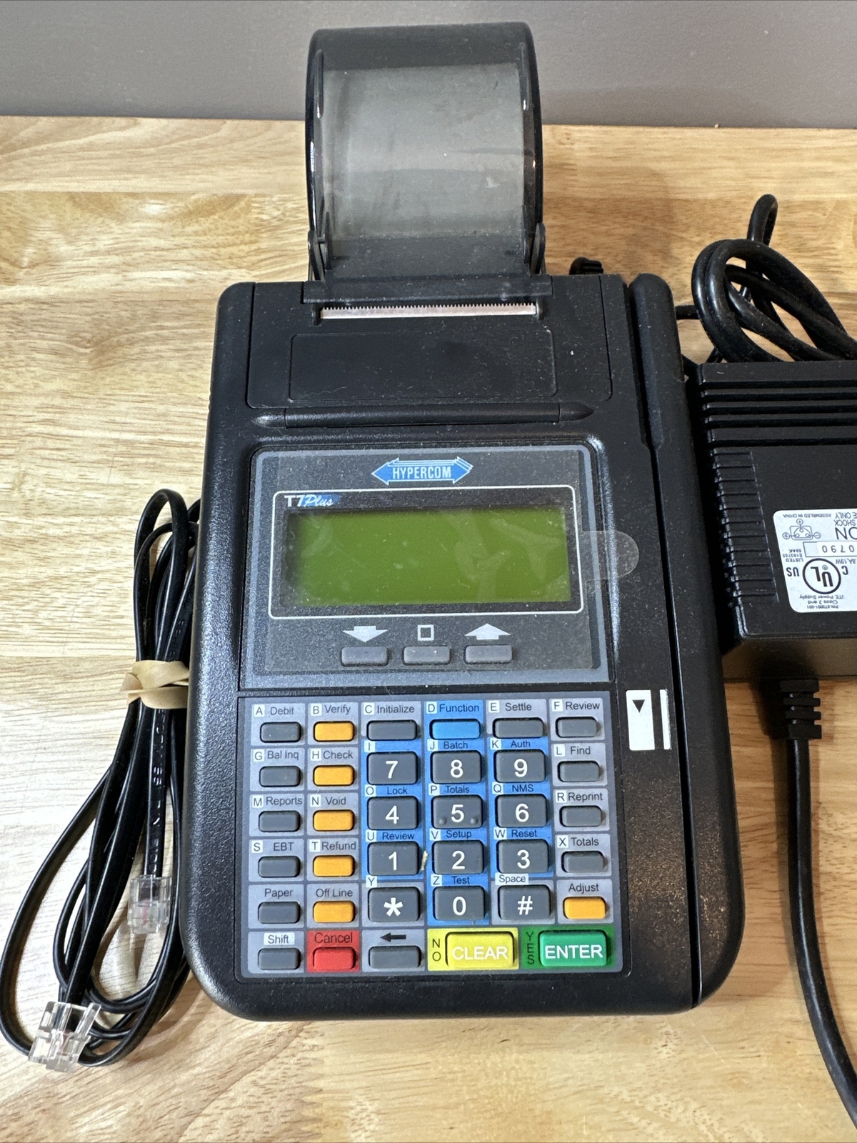 Hypercom T7Plus POS Credit Card Machine Terminal with OEM Power Supply UNTESTED