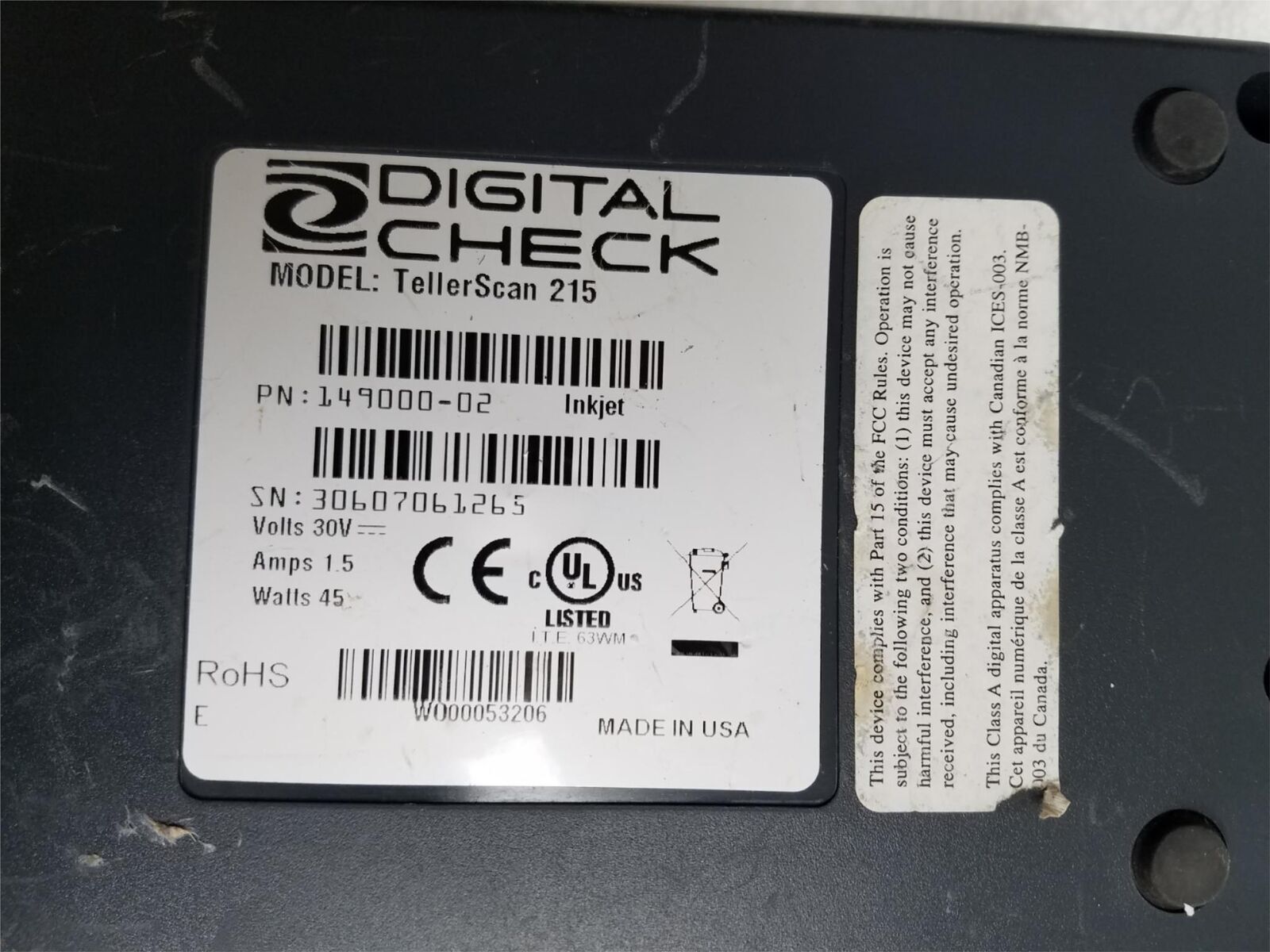 ​DIGITAL CHECK MODEL: TELLERSCAN 215