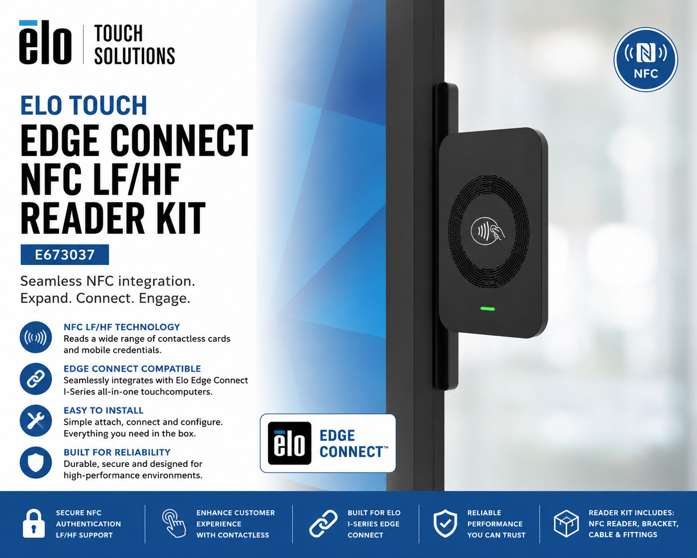 🍀 NEW! Elo Touch Edge Connect NFC LF/HF Reader Kit E673037 POS LOT AVAILABLE