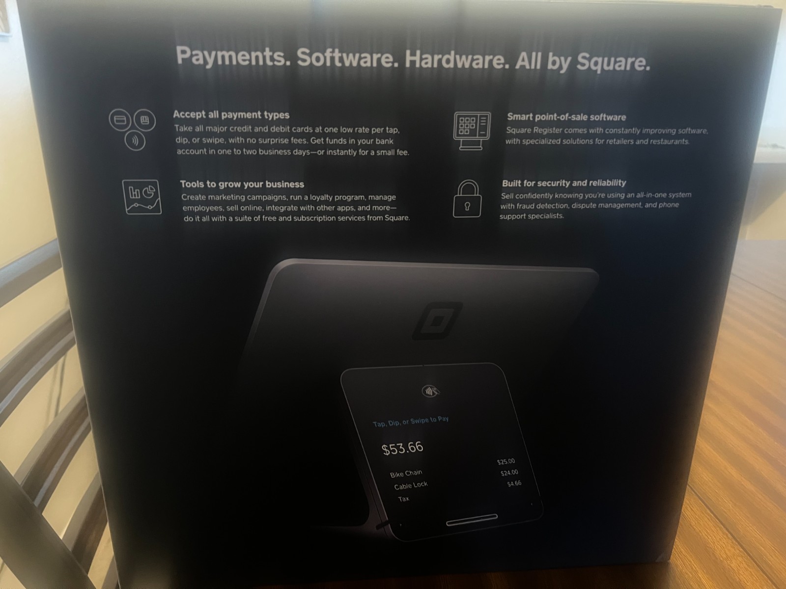 Square POS bundle- Register, receipt printer, and cash box with 2- keys.