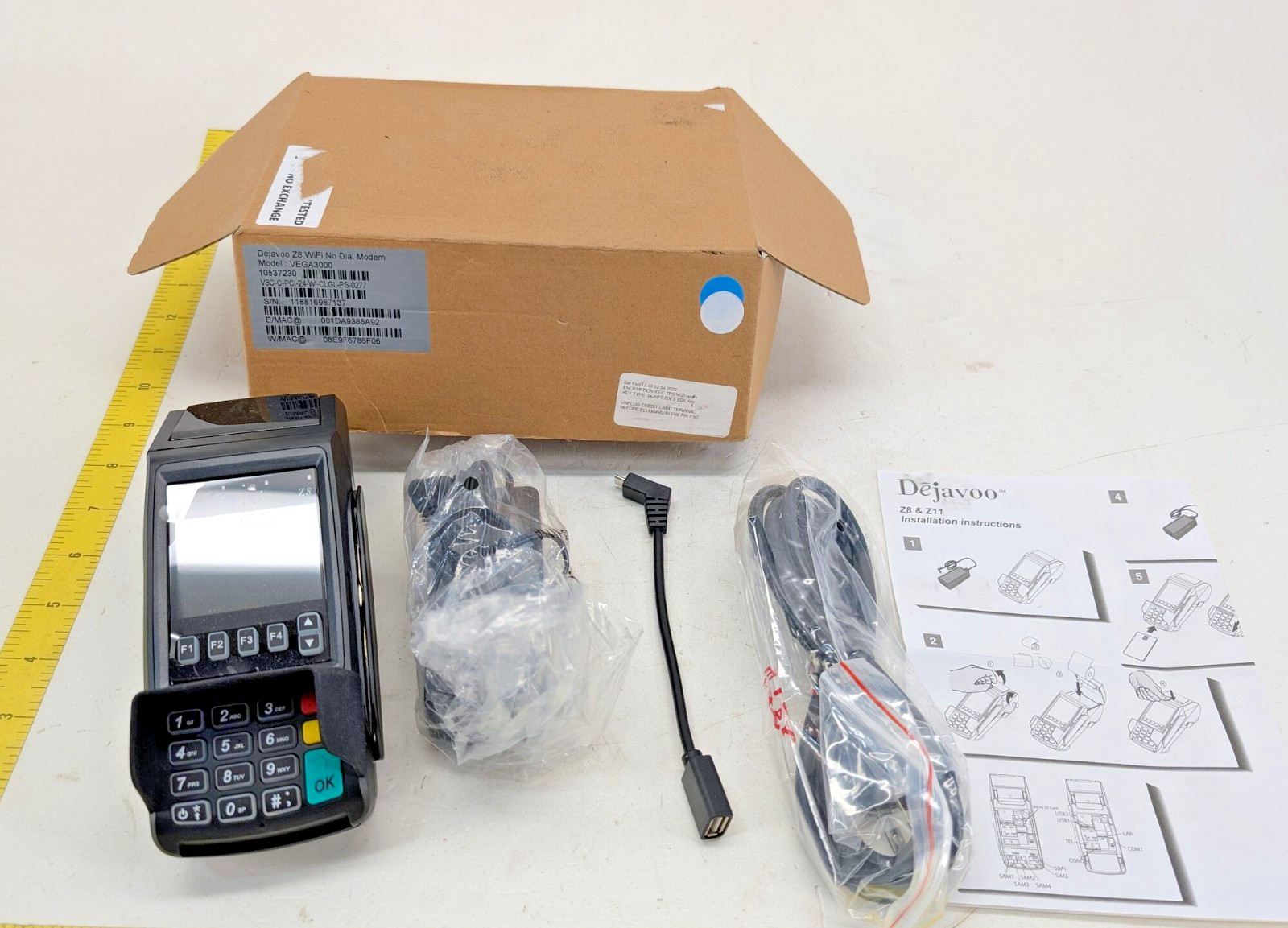 Dejavoo Z8 WiFi Credit Card Terminal VEGA3000 EMV NFC Dual Comm EVO Payments
