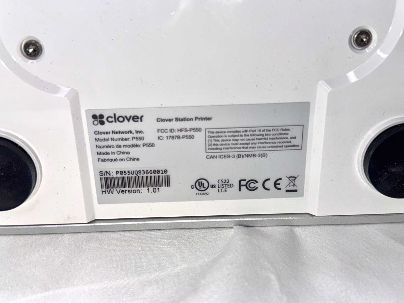 Clover Station P550 Printer NFC Apple Pay Contactless POS w/Power Cable/Untested