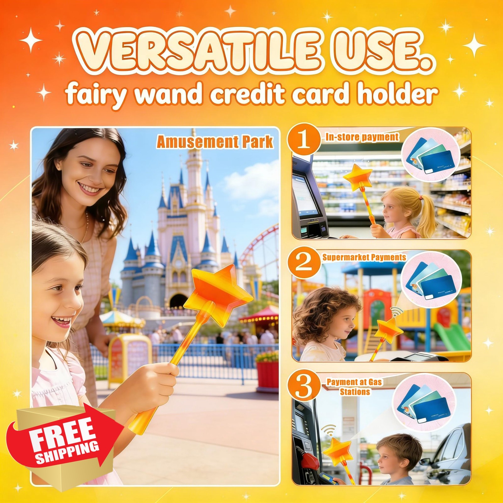 CVYDJXVW Credit Card Wand Tap Pay Orange Pink