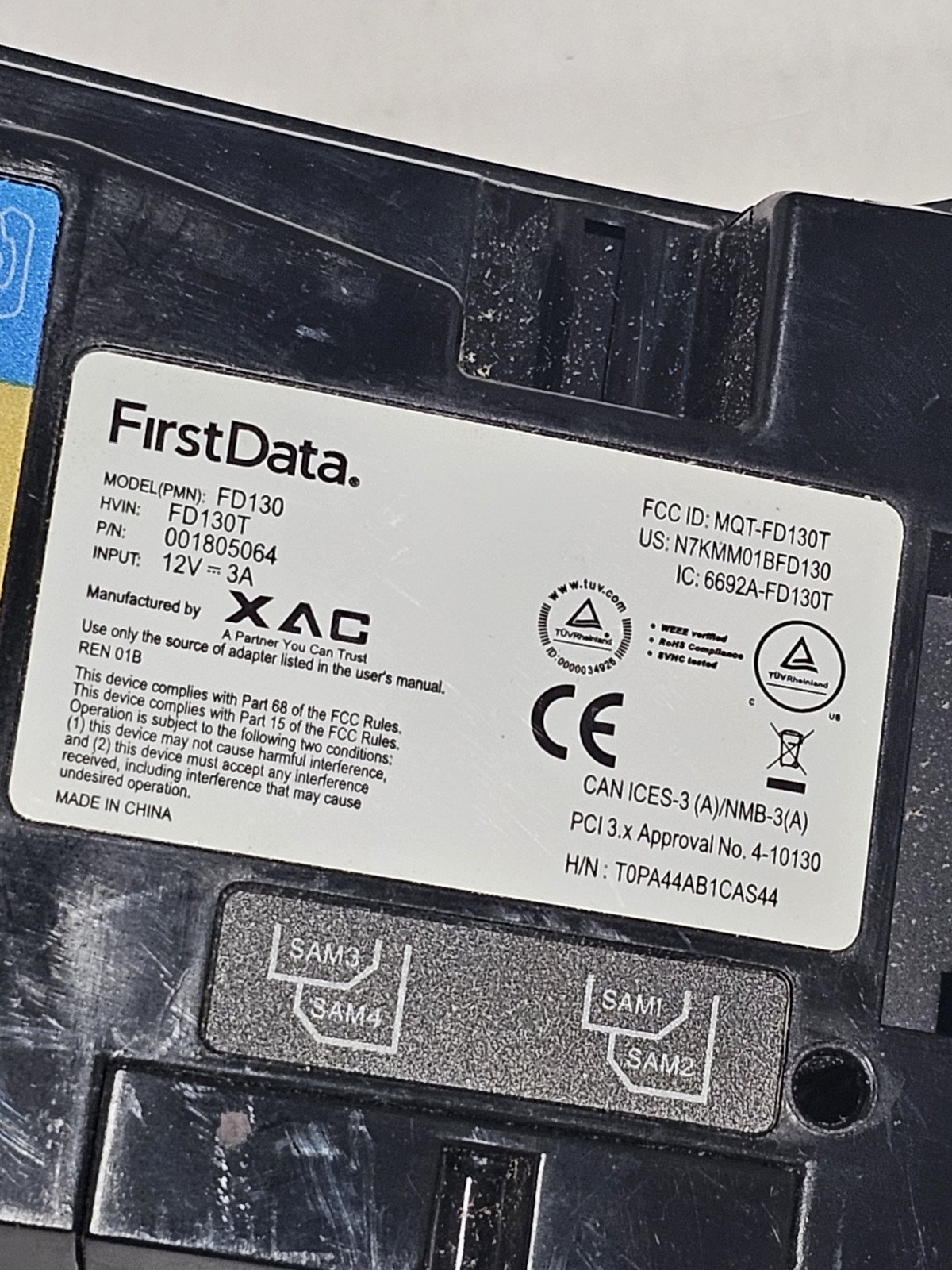 FirstData FD130 Credit Debit Card Payment Terminal Reader Tested Working W/ Cord