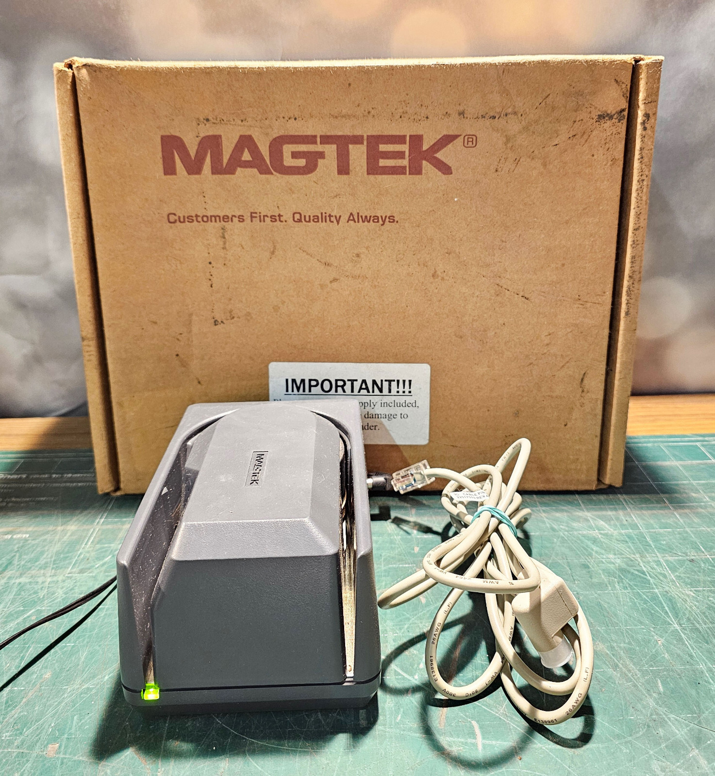 MagTek Mini MICR Check Reader (PN 22522003) + AC Adapter and connecting Cable
