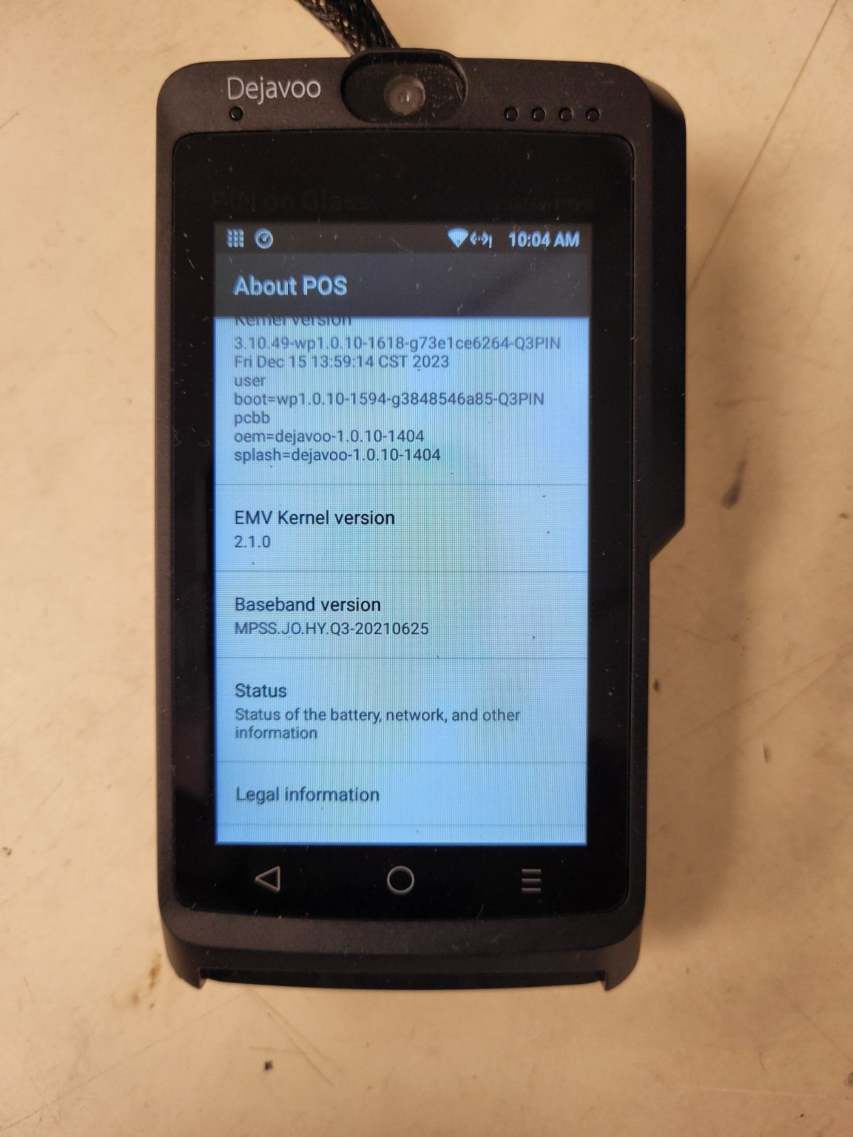 Dejavoo wizarPOS Q2 smart pos terminal used WP41108Q33200719