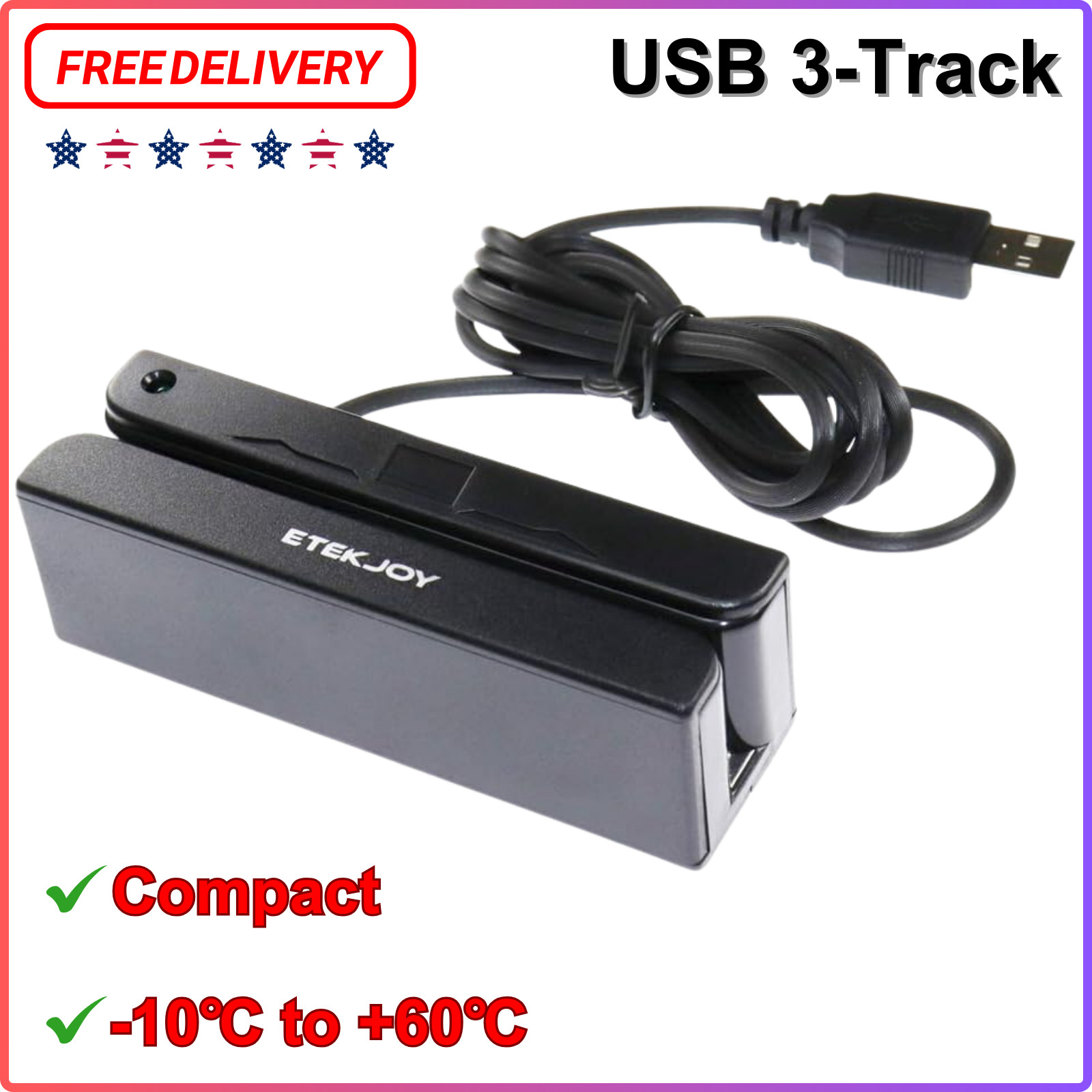 ETEKJOY USB 3-Track Magnetic Stripe Card Reader POS Credit Card Reader Swiper