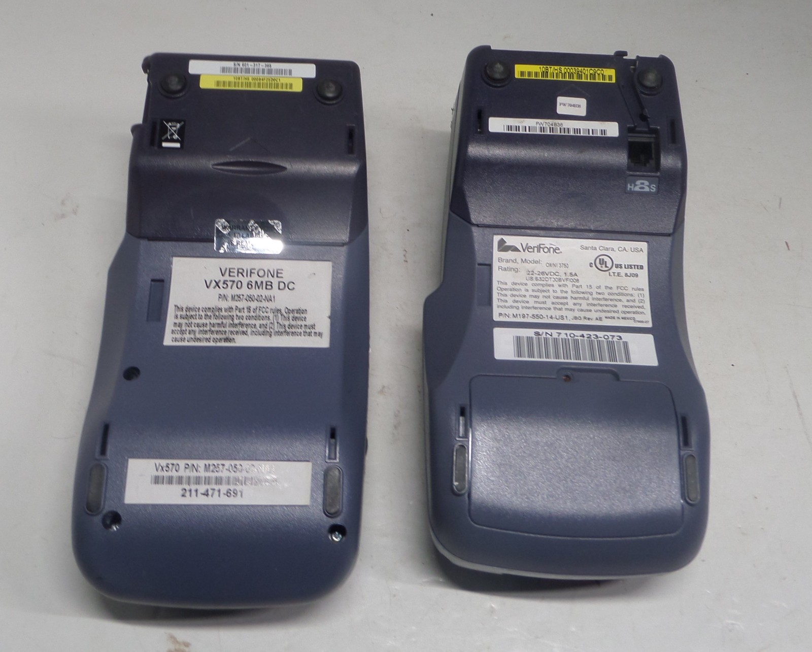 Verifone omni 3750 and vx570 credit card hand held terminals