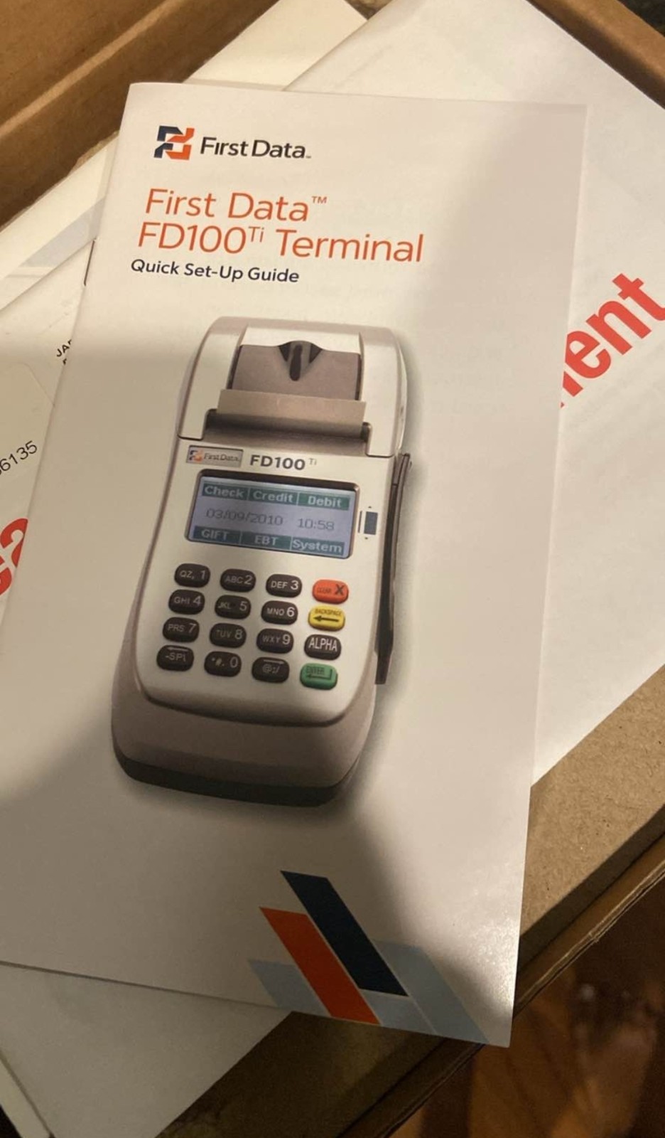 First Data FD100 Credit Card Terminal w/ Power Supply
