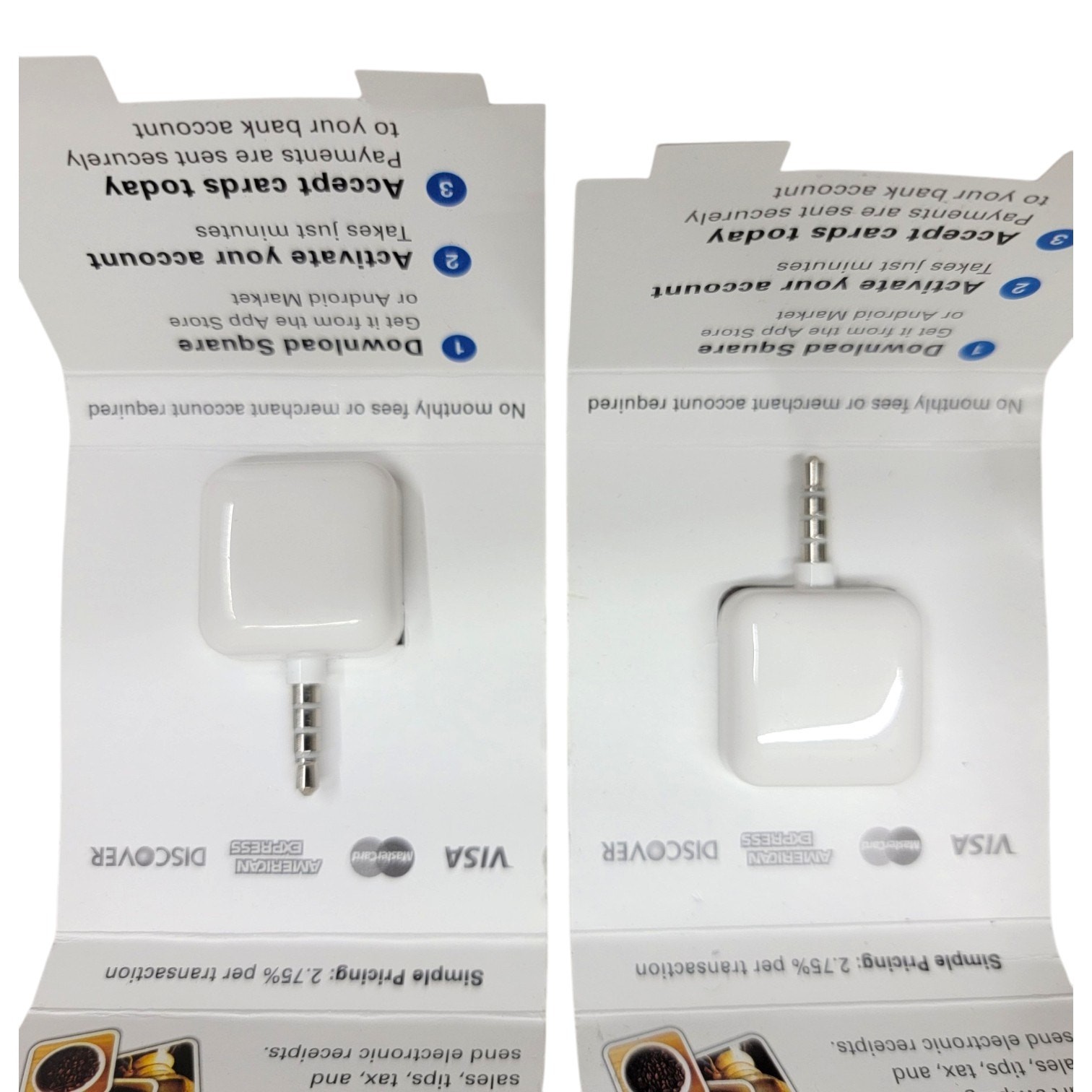 Lot of 2 Square Credit Card Reader 3.5mm Headphone Jack Mobile Swipe Vintage
