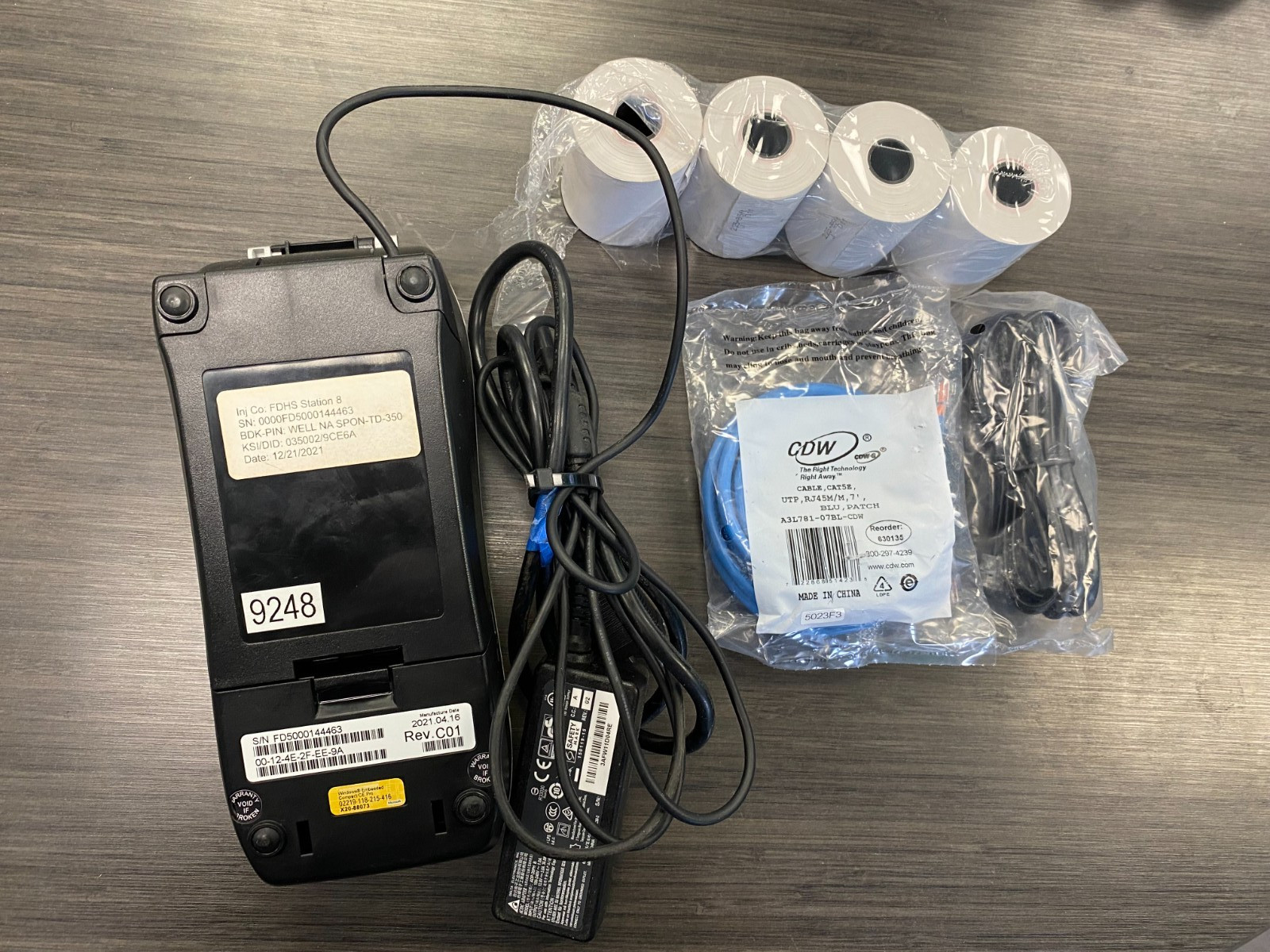 Used FirstData FD150 Credit Card Terminal untested wifi wire power supply paper